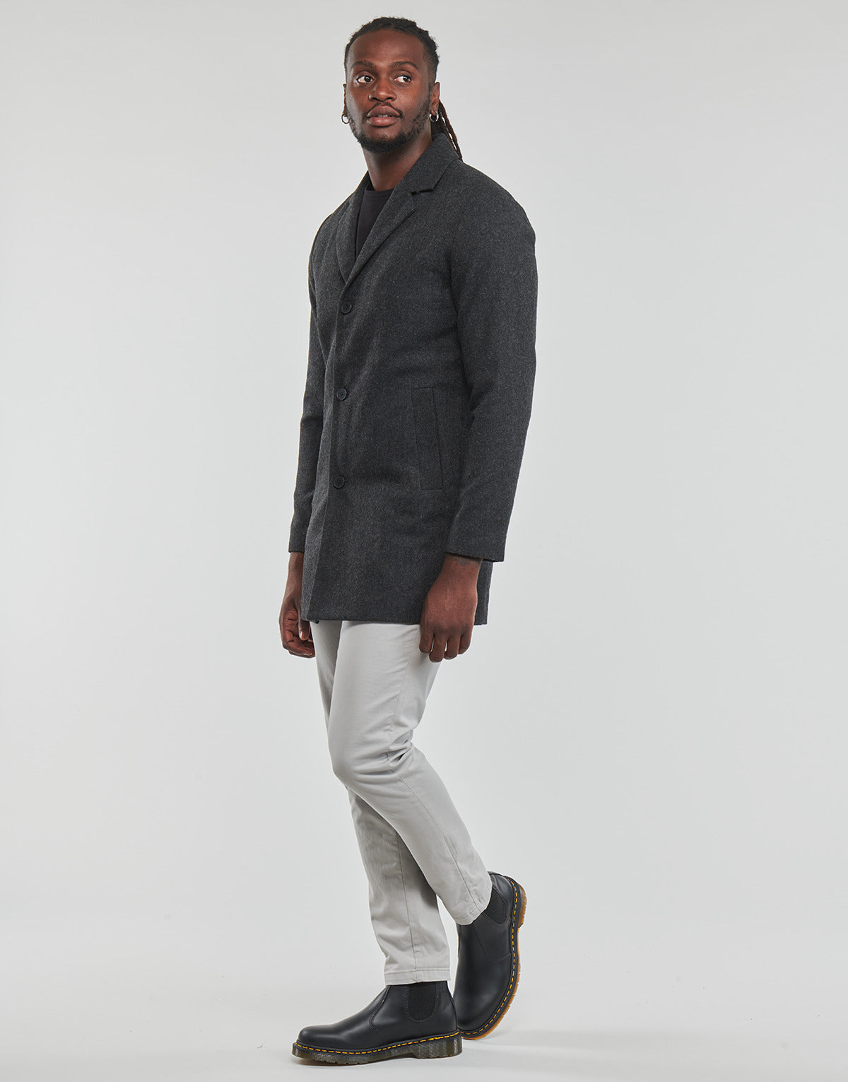 Mantella Uomo Jack & Jones JJTOMMY WOOL COAT Grigio
