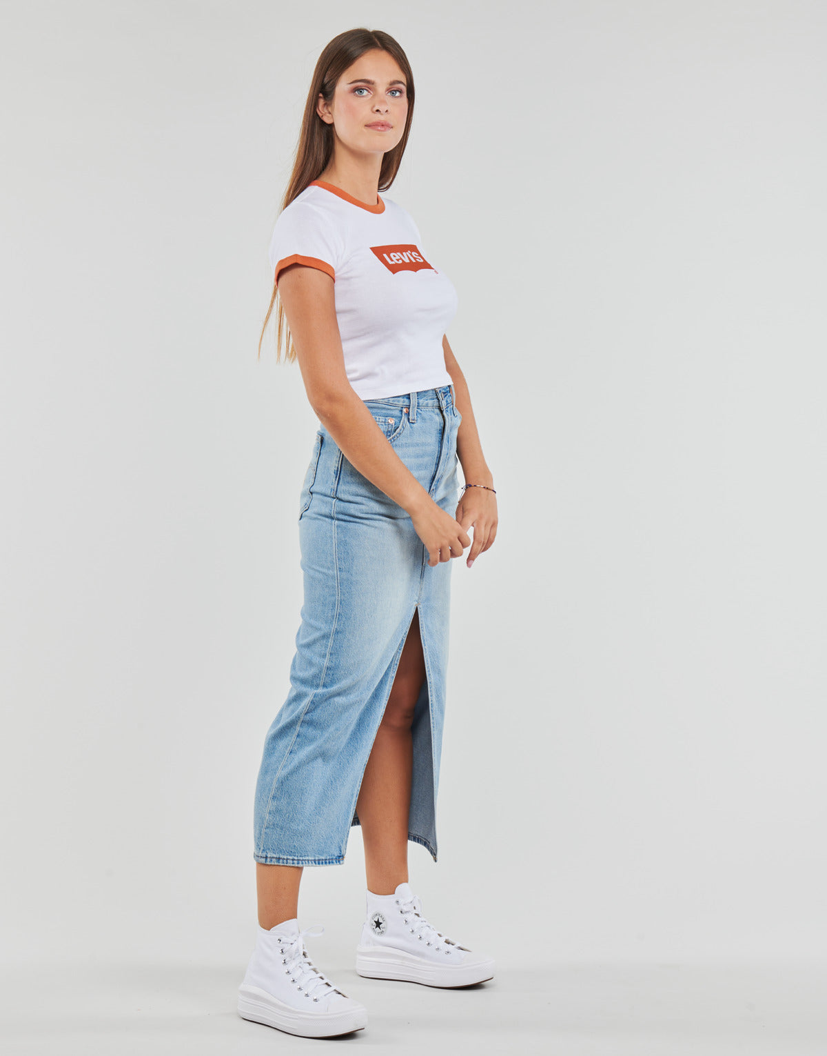 T-shirt Donna Levis  GRAPHIC RINGER MINI TEE  Bianco