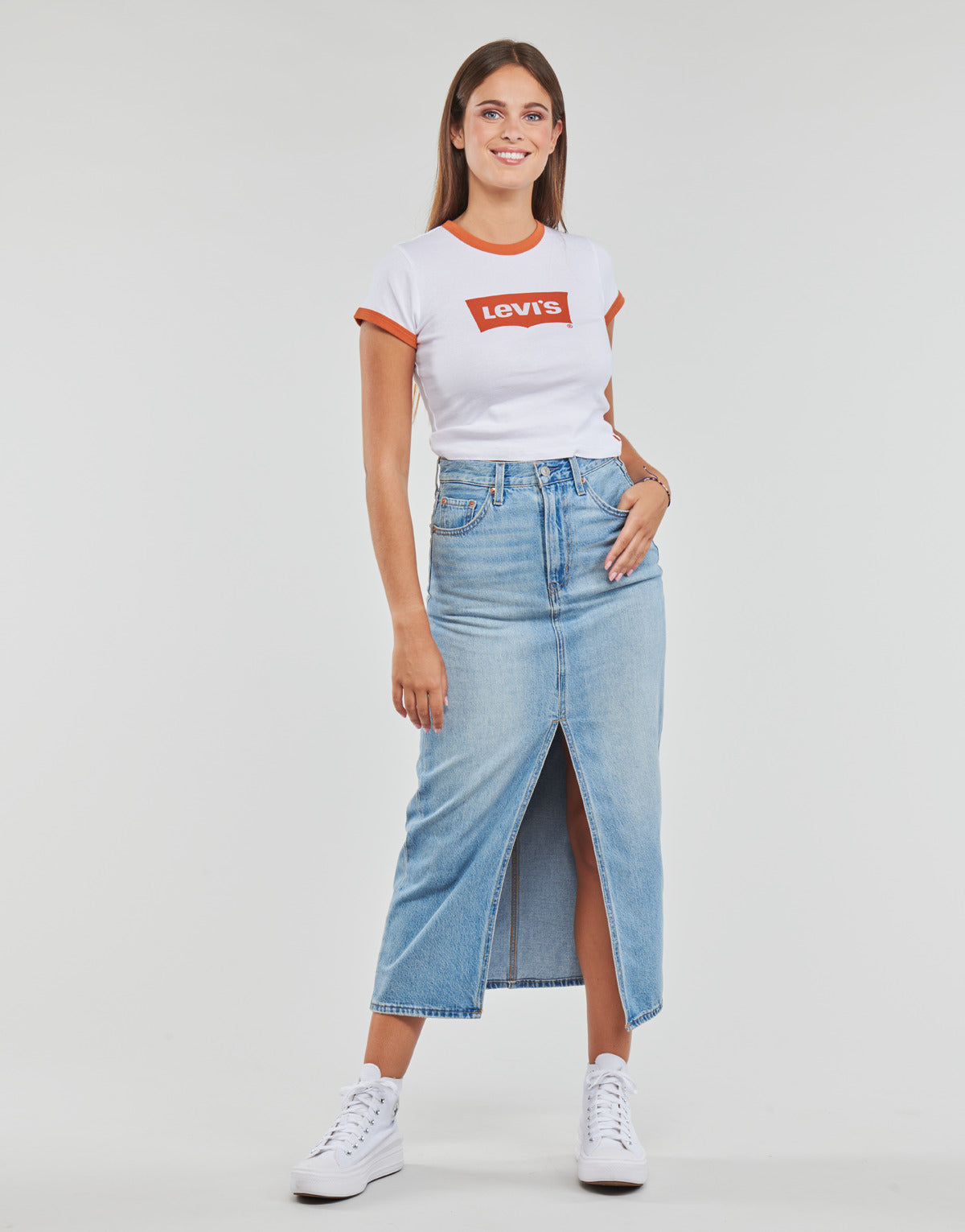 Gonna Donna Levis  SLIT FRONT SKIRT  Blu