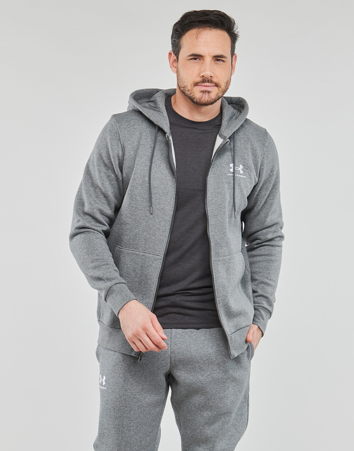 Felpa Uomo Under Armour  UA Essential Fleece FZ Hood  Grigio