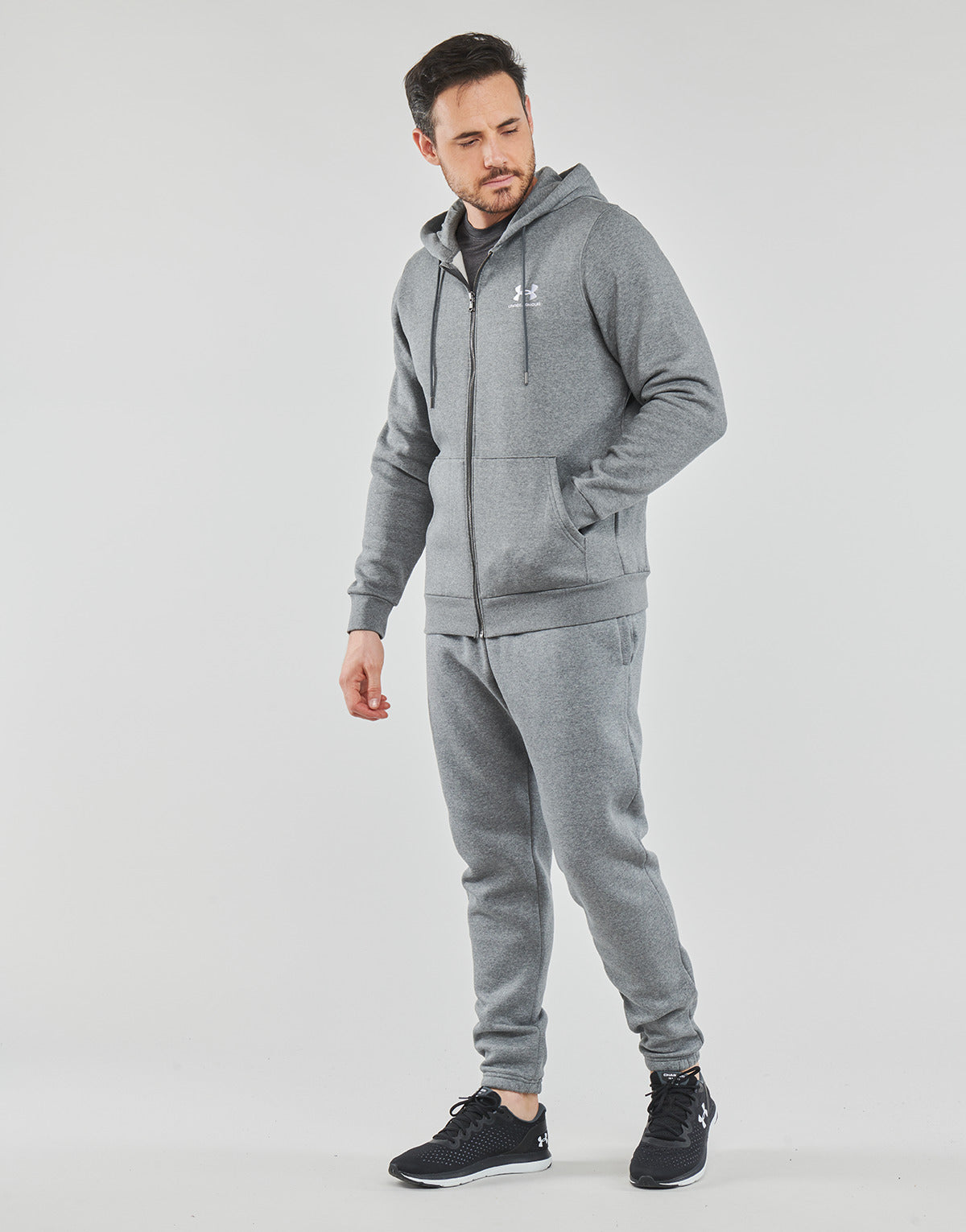 Felpa Uomo Under Armour  UA Essential Fleece FZ Hood  Grigio