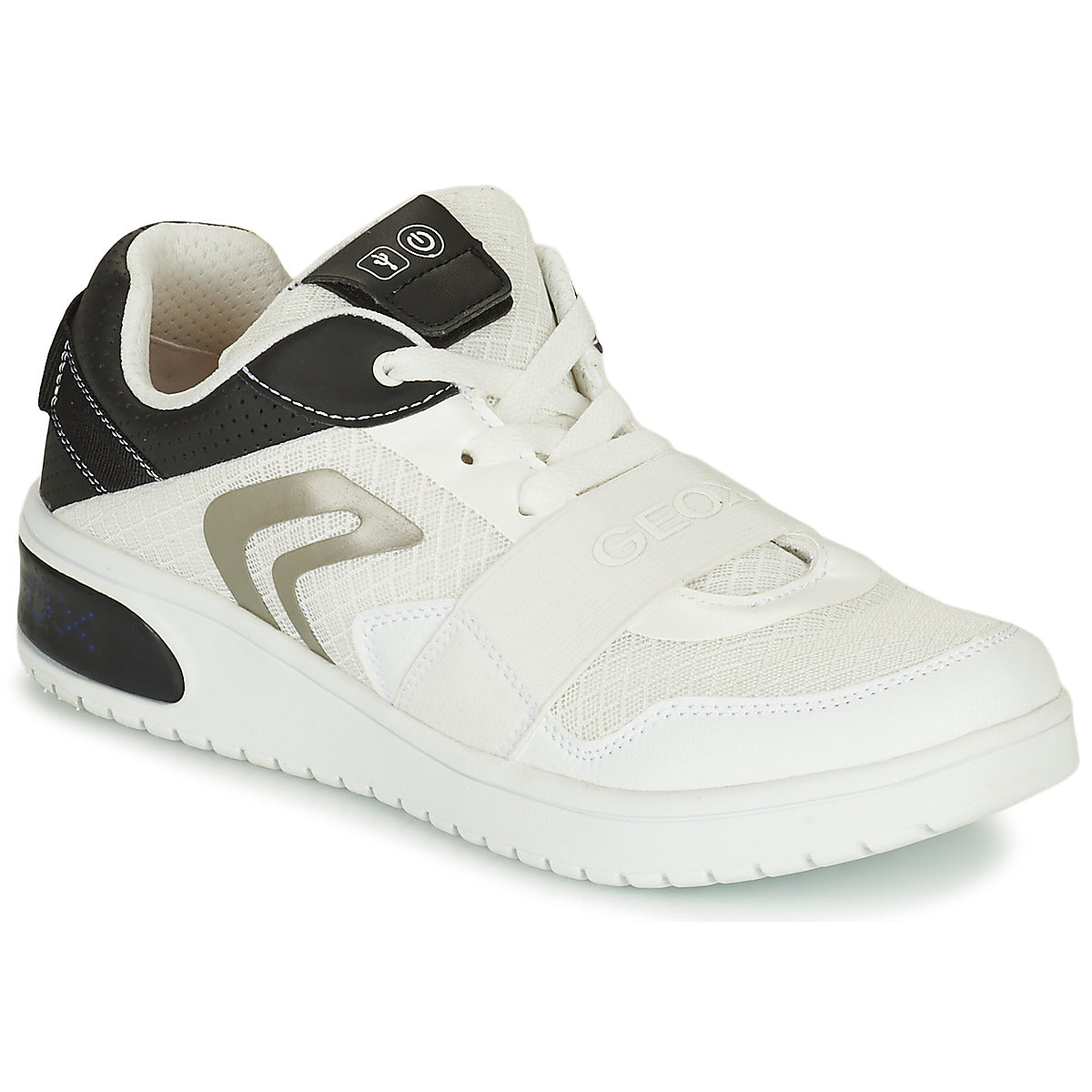 Scarpe bambini ragazzo Geox J XLED B. B - MESH + GEOBUCK Bianco