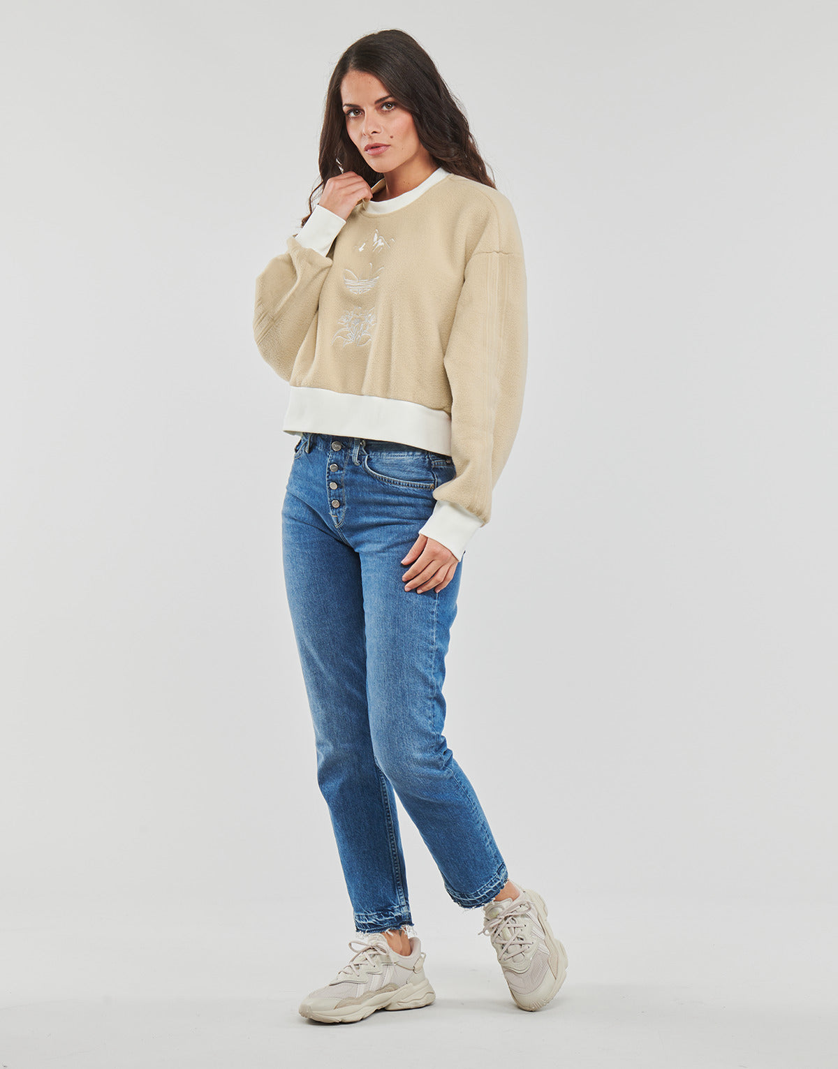 Felpa Donna adidas GRAPHIC SWEATER Beige
