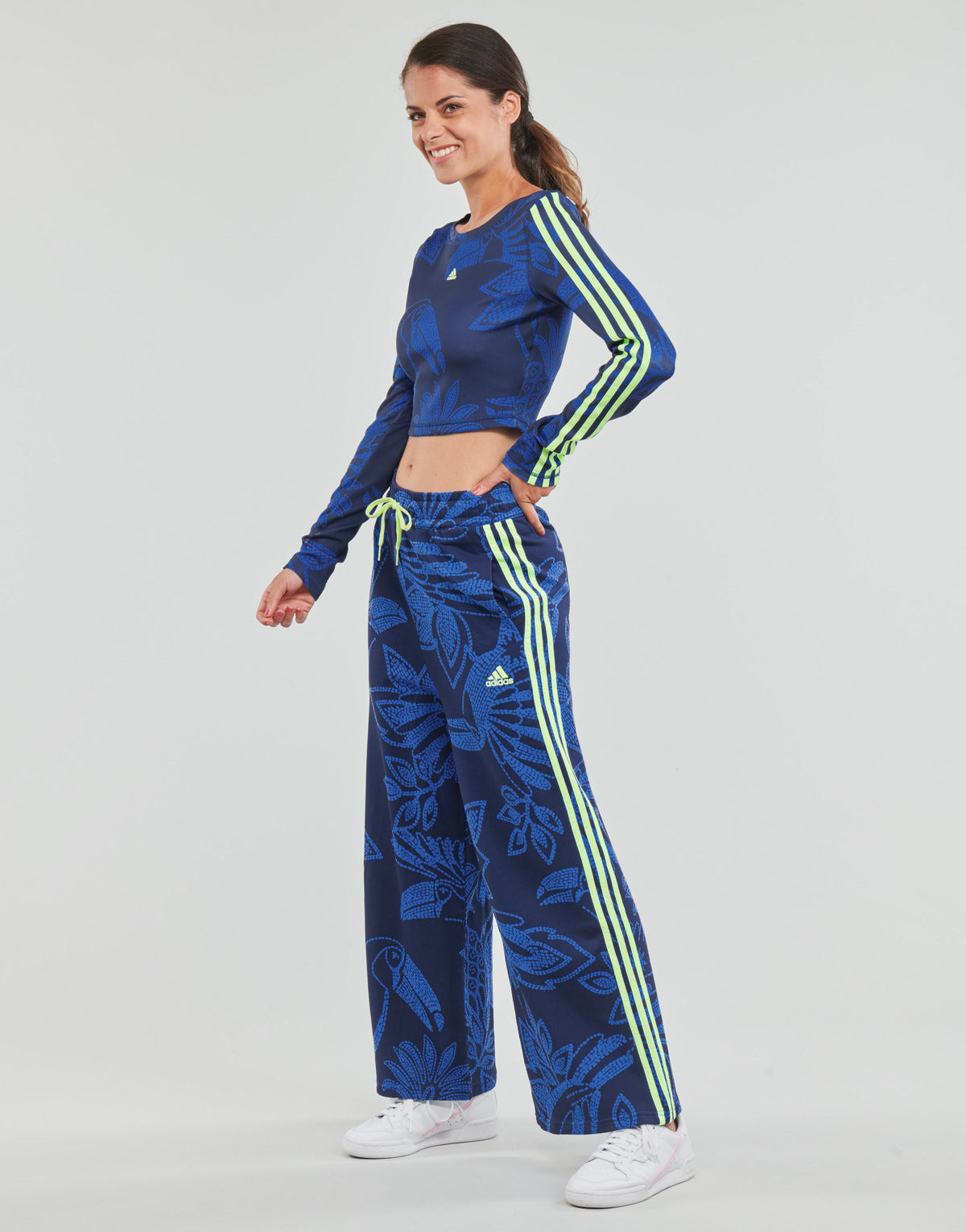 Felpa Donna adidas FARM CROP LS Blu