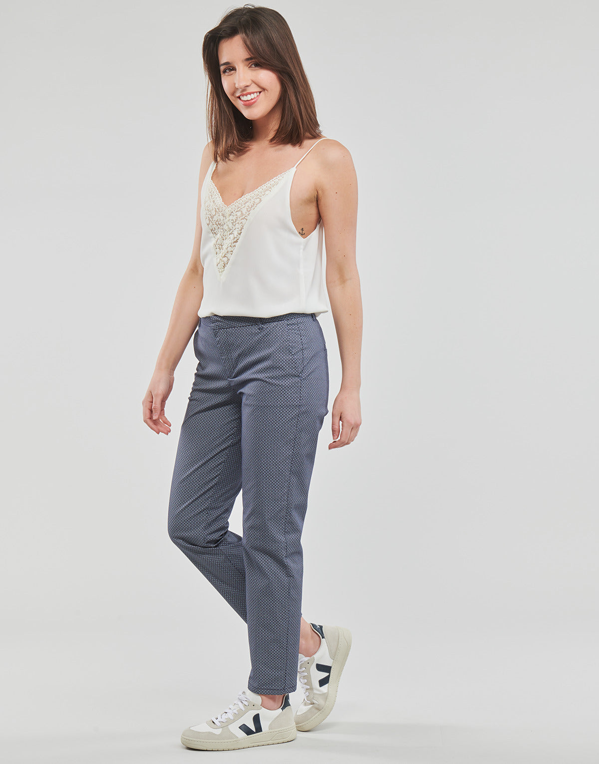 Pantalone Donna Only ONLBIANA COTTON AOP CHINO CC PNT Marine