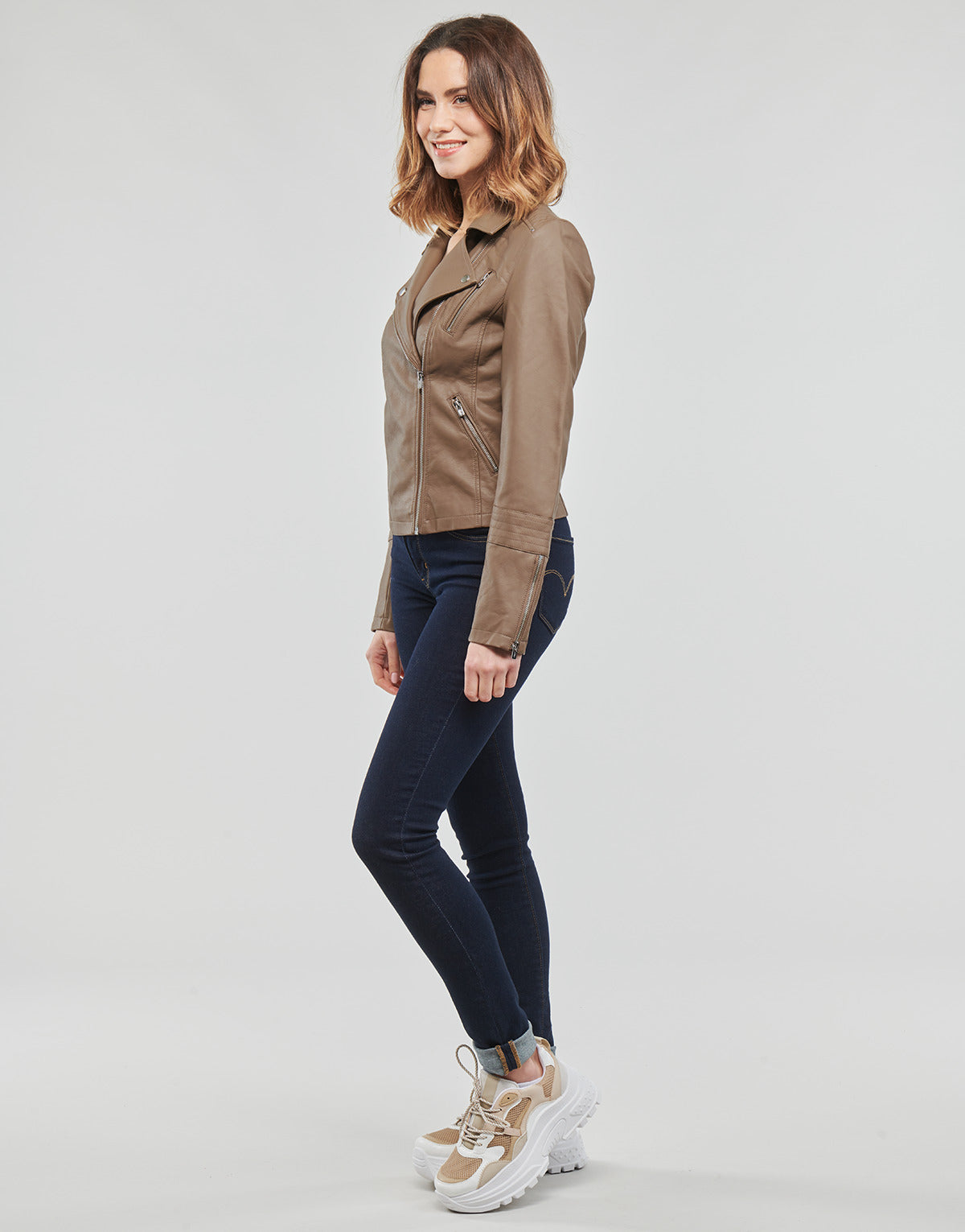 Giacca in pelle Donna Only ONLGEMMA FAUX LEATHER BIKER Marrone