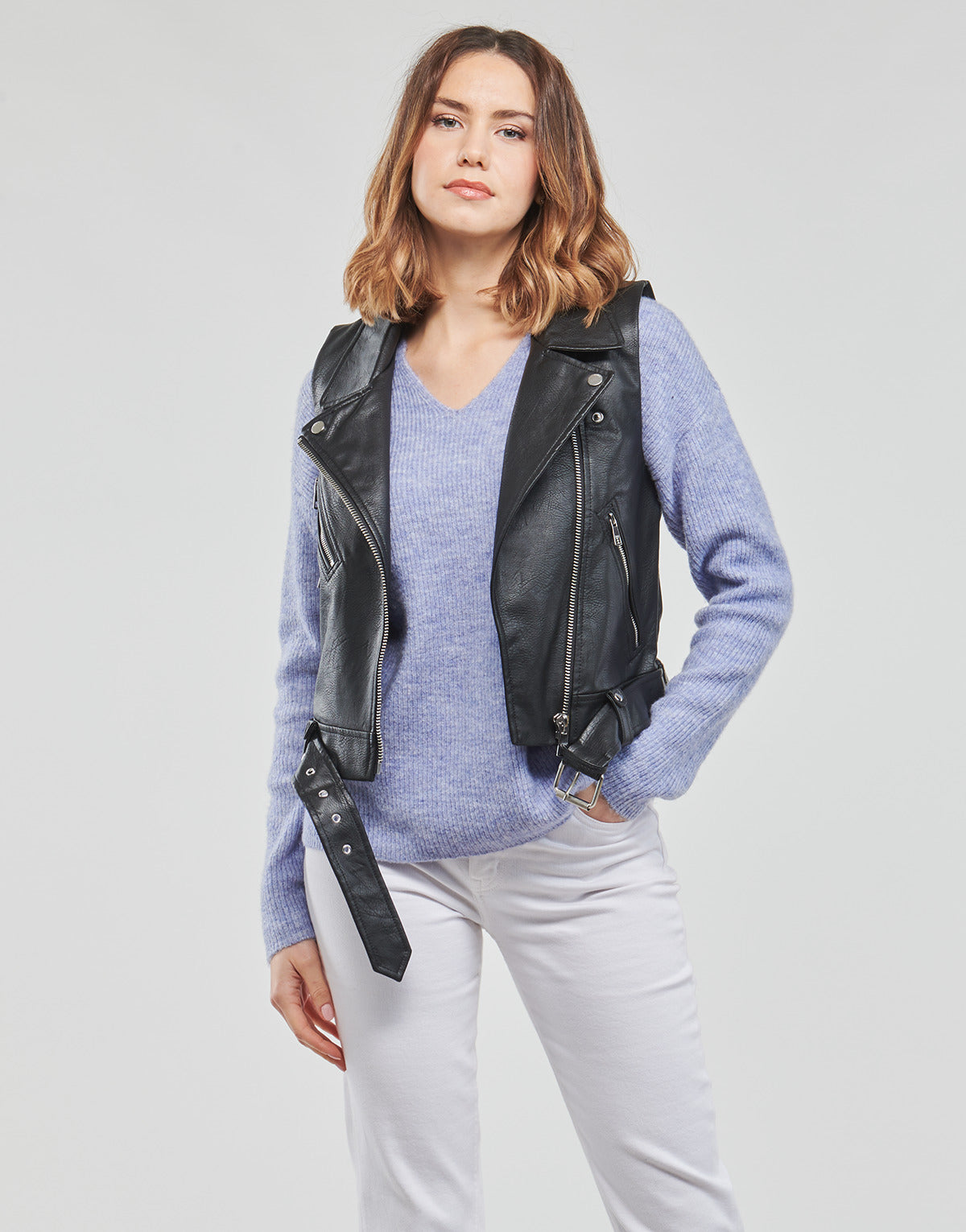 Giacca in pelle Donna Only ONLVERA FAUX LEATHER WAISTCOAT Nero