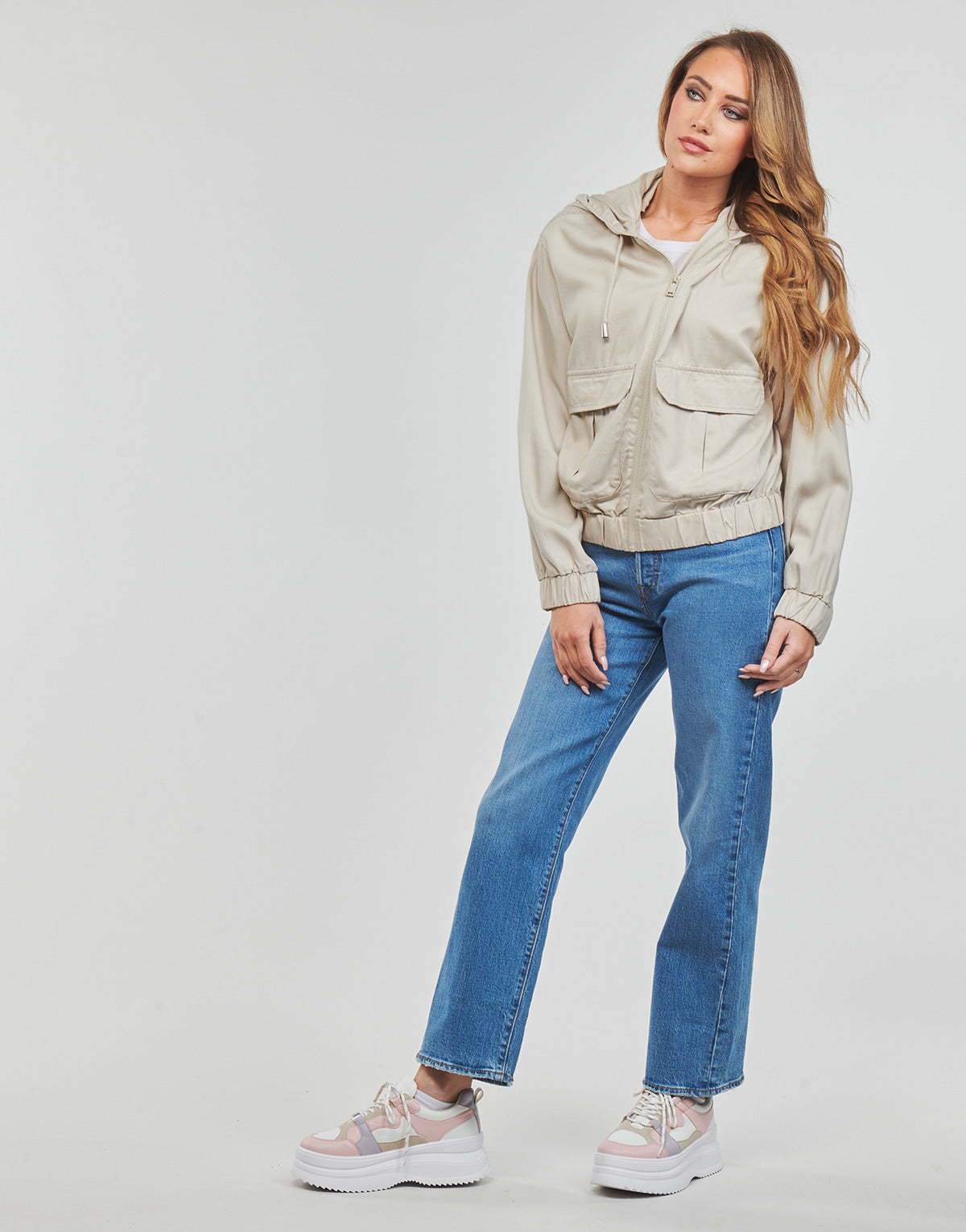 Giubbotto Donna Only ONLKENYA LIFE UTILITY HOOD JACKET Beige