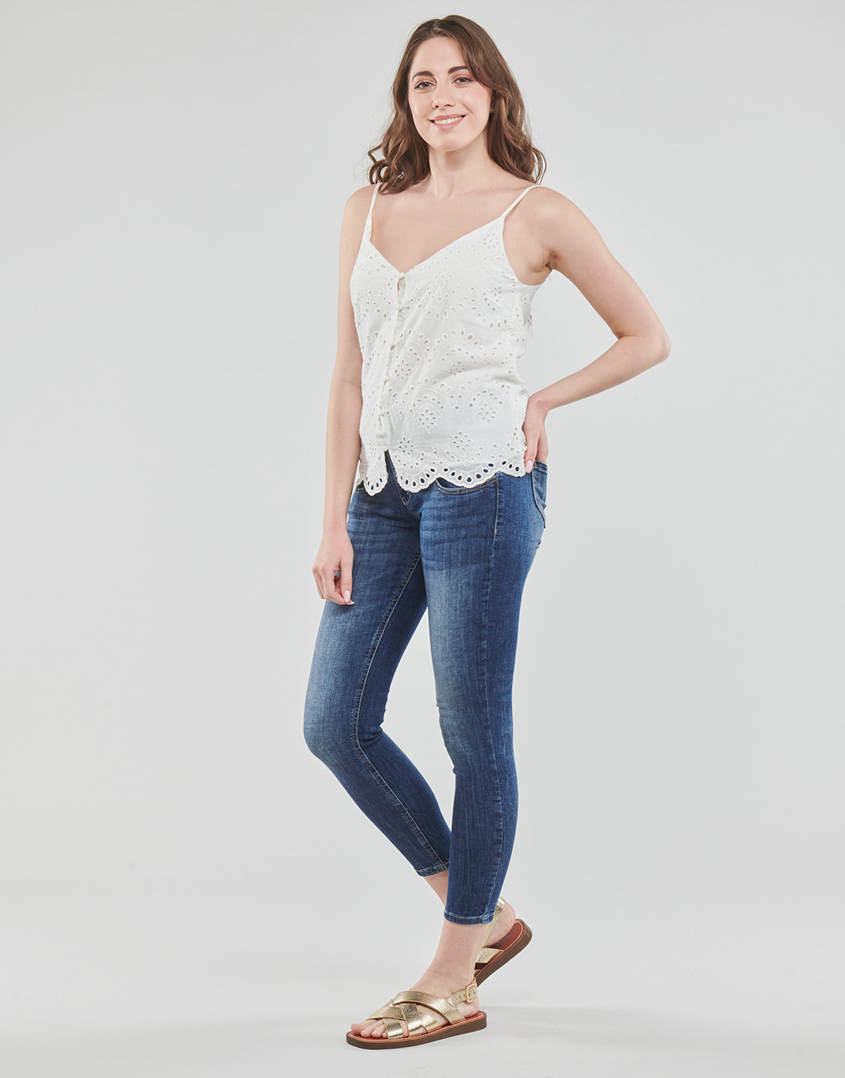 Jeans Slim Donna Freeman T.Porter ALEXA HIGH WAIST CROPPED SDM Blu