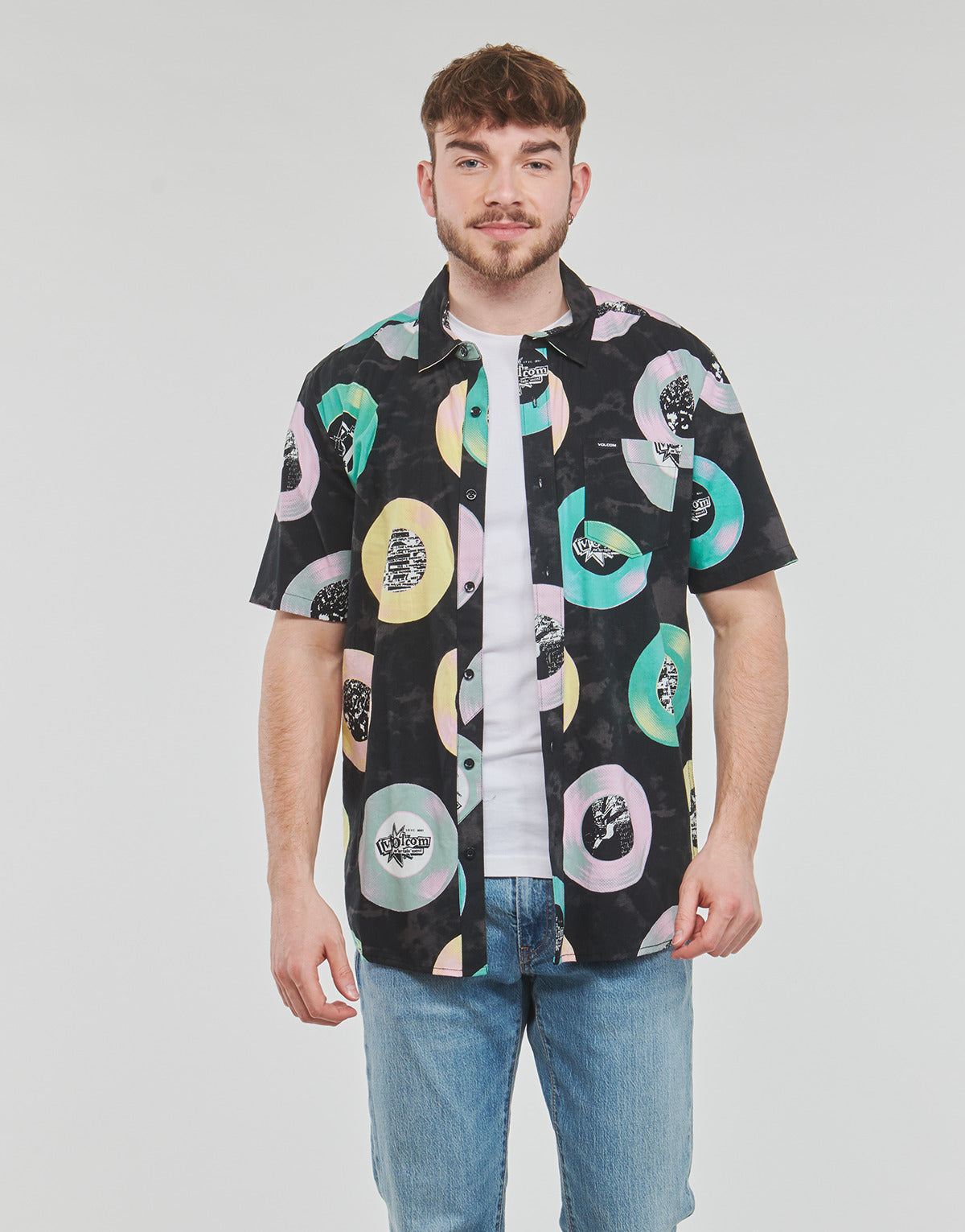 Camicia a maniche corte Uomo Volcom V ENT LP WOVEN SS Nero