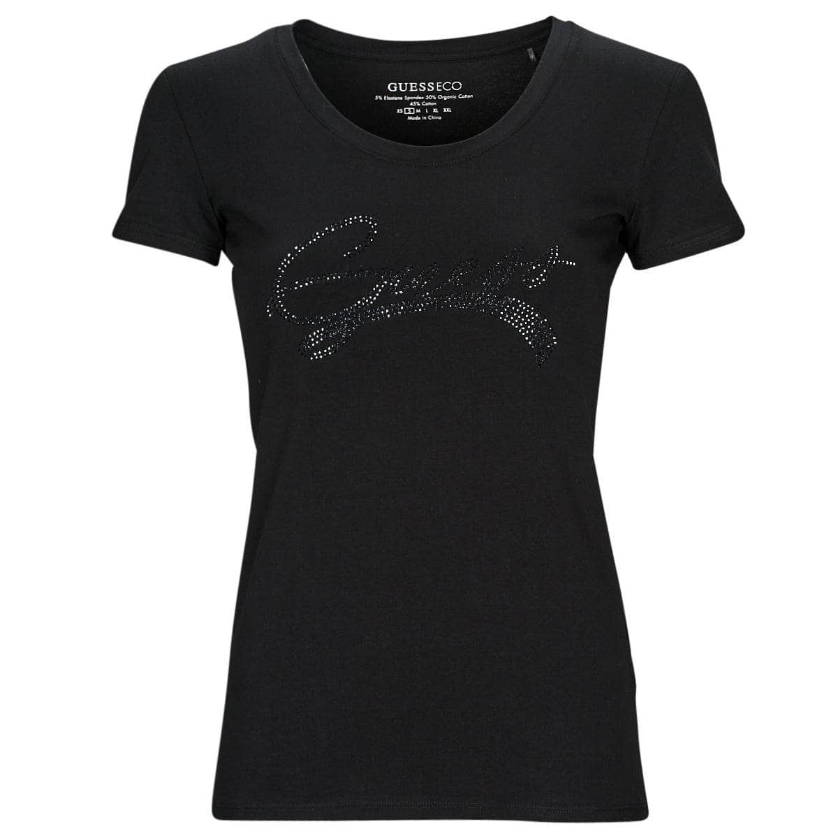 T-shirt Donna Guess SS RN ADELINA TEE Nero