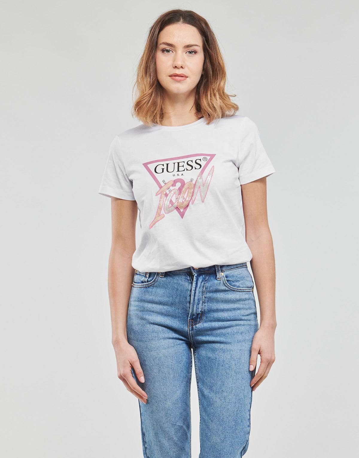 T-shirt Donna Guess SS CN ICON TEE Bianco