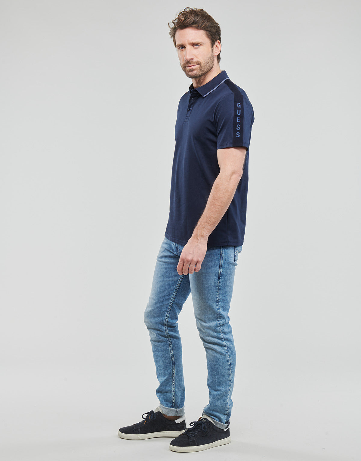 Polo Uomo Guess ES SS PAUL PIQUE TAPE POLO Marine