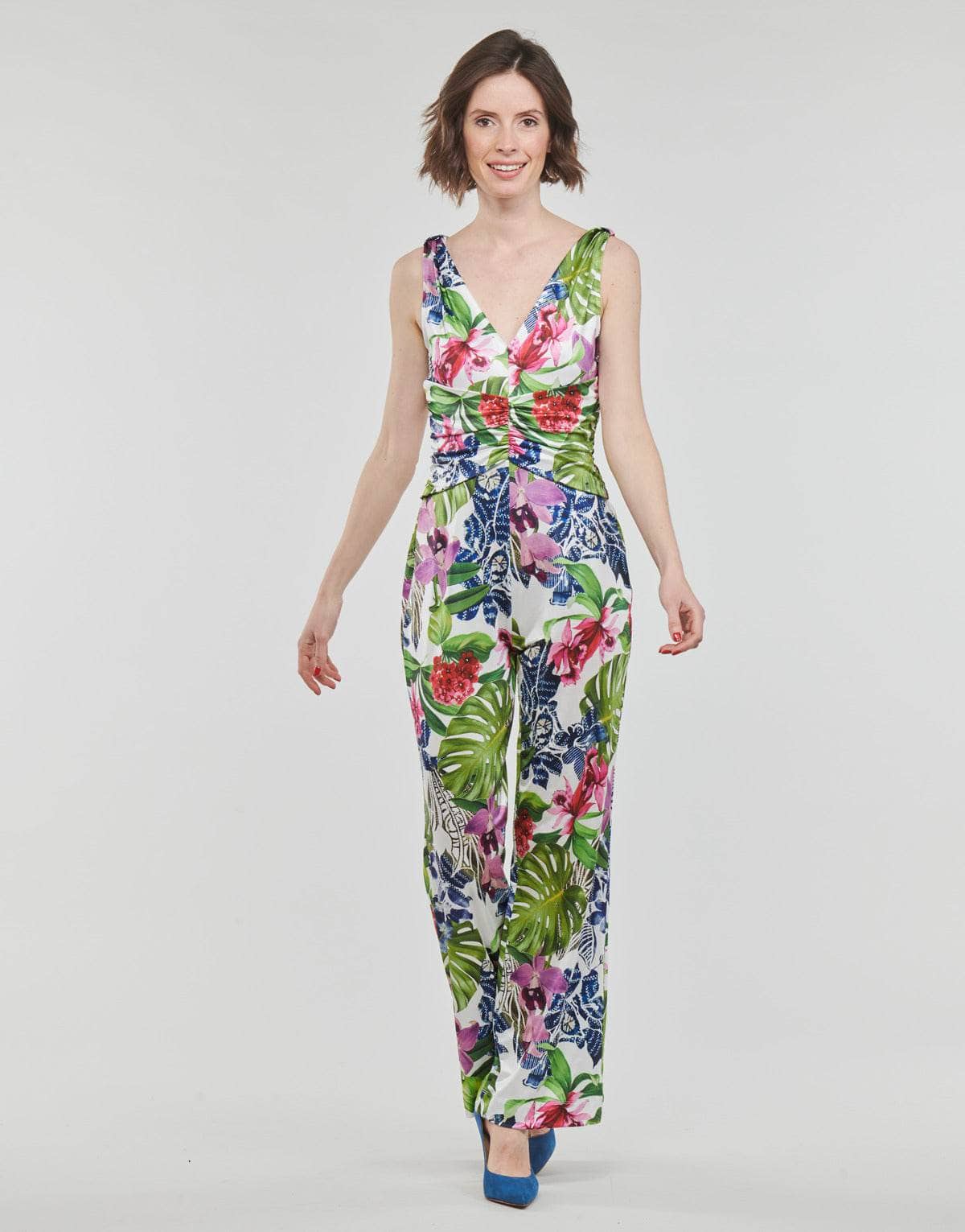 Tute / Jumpsuit Donna Guess SS COWL POPLIA OVERALL Multicolore