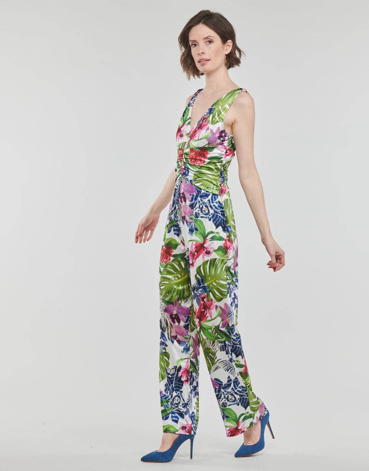 Tute / Jumpsuit Donna Guess SS COWL POPLIA OVERALL Multicolore