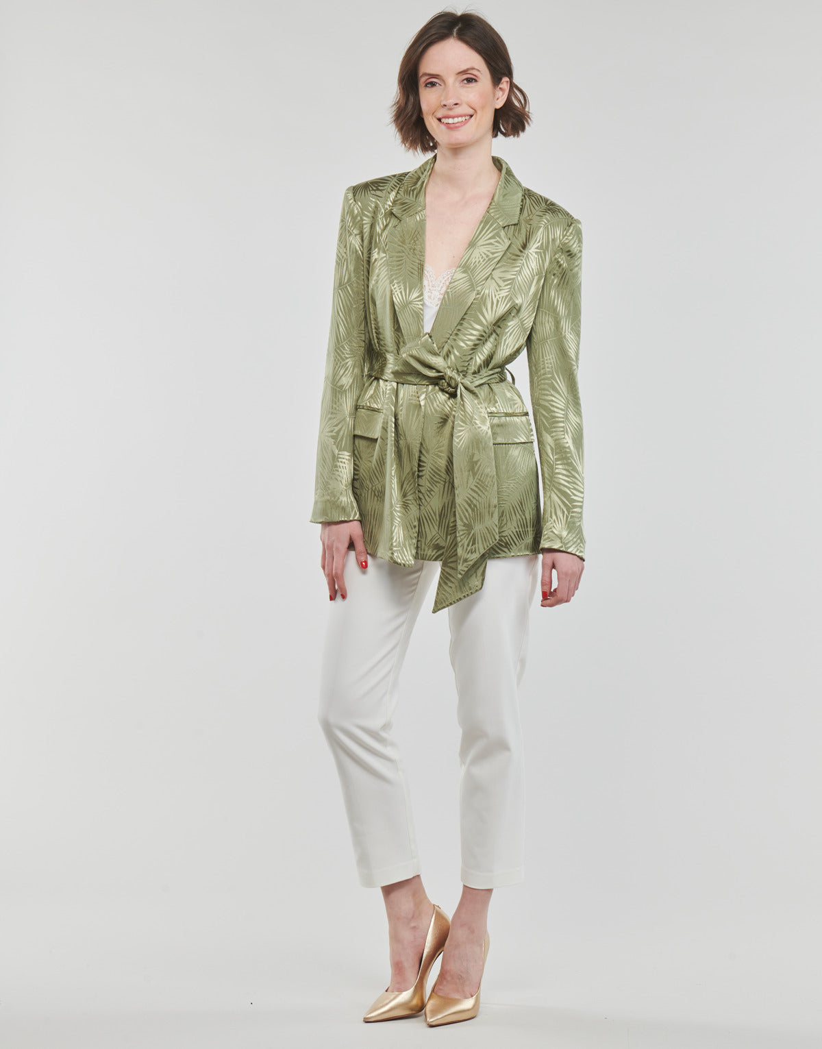 Giacca Donna Guess HOLLY BELTED BLAZER Kaki