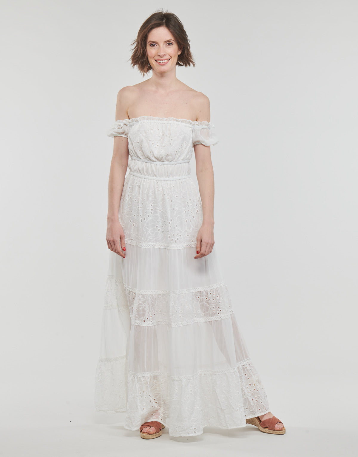 Abito lungo Donna Guess ZENA LONG DRESS Bianco