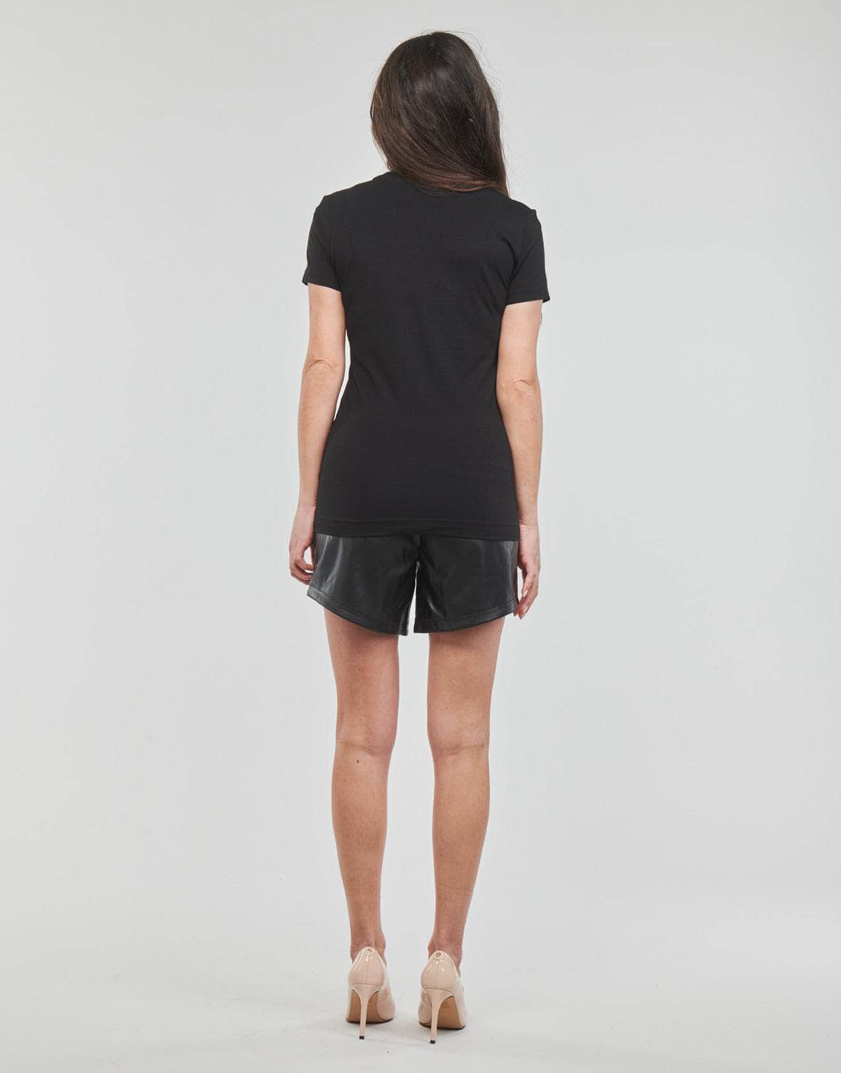 T-shirt Donna Guess SS CN TRIANGLE FLOWERS TEE Nero