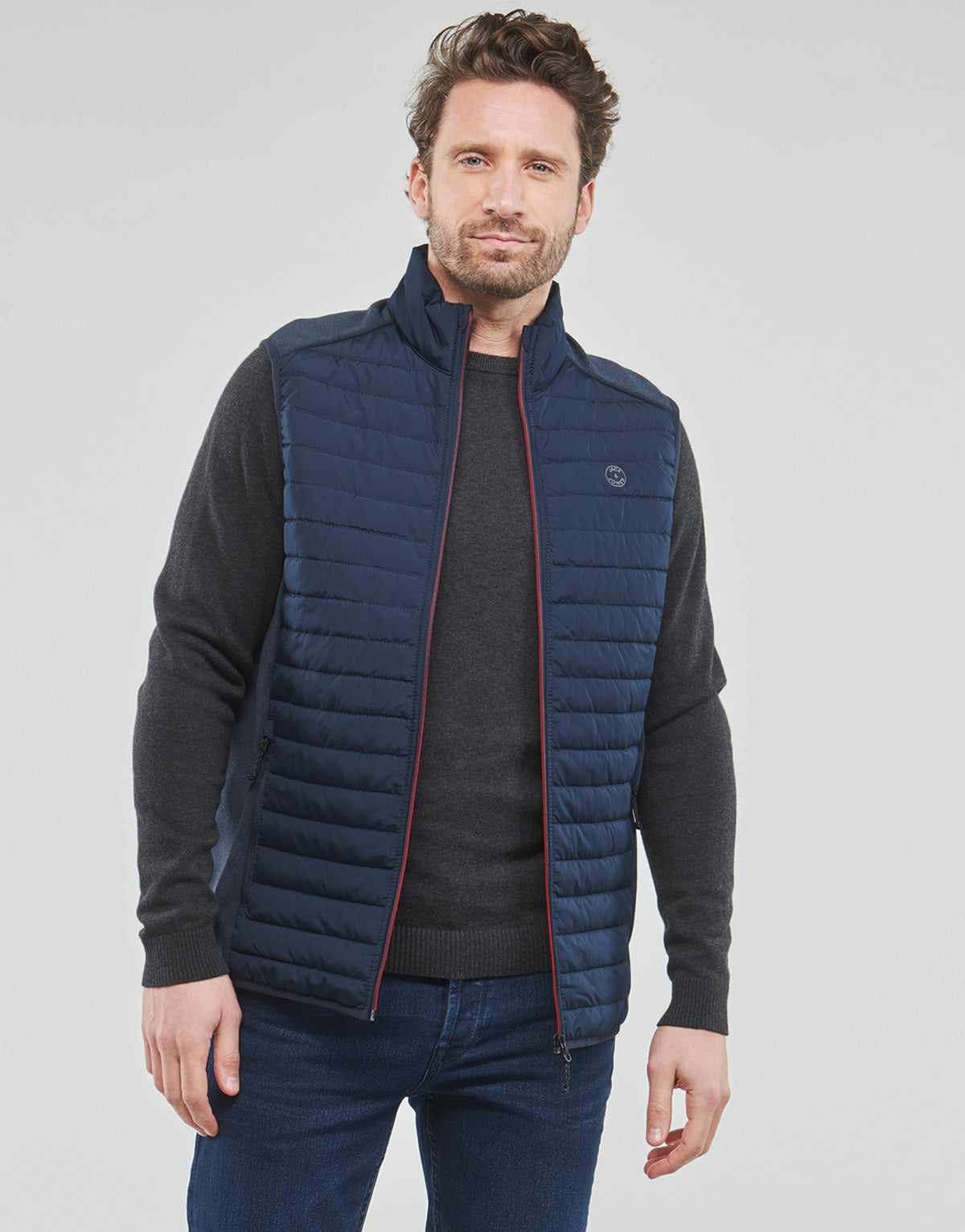 Piumino Uomo Jack & Jones JJEMULTI BODYWARMER COLLAR Marine