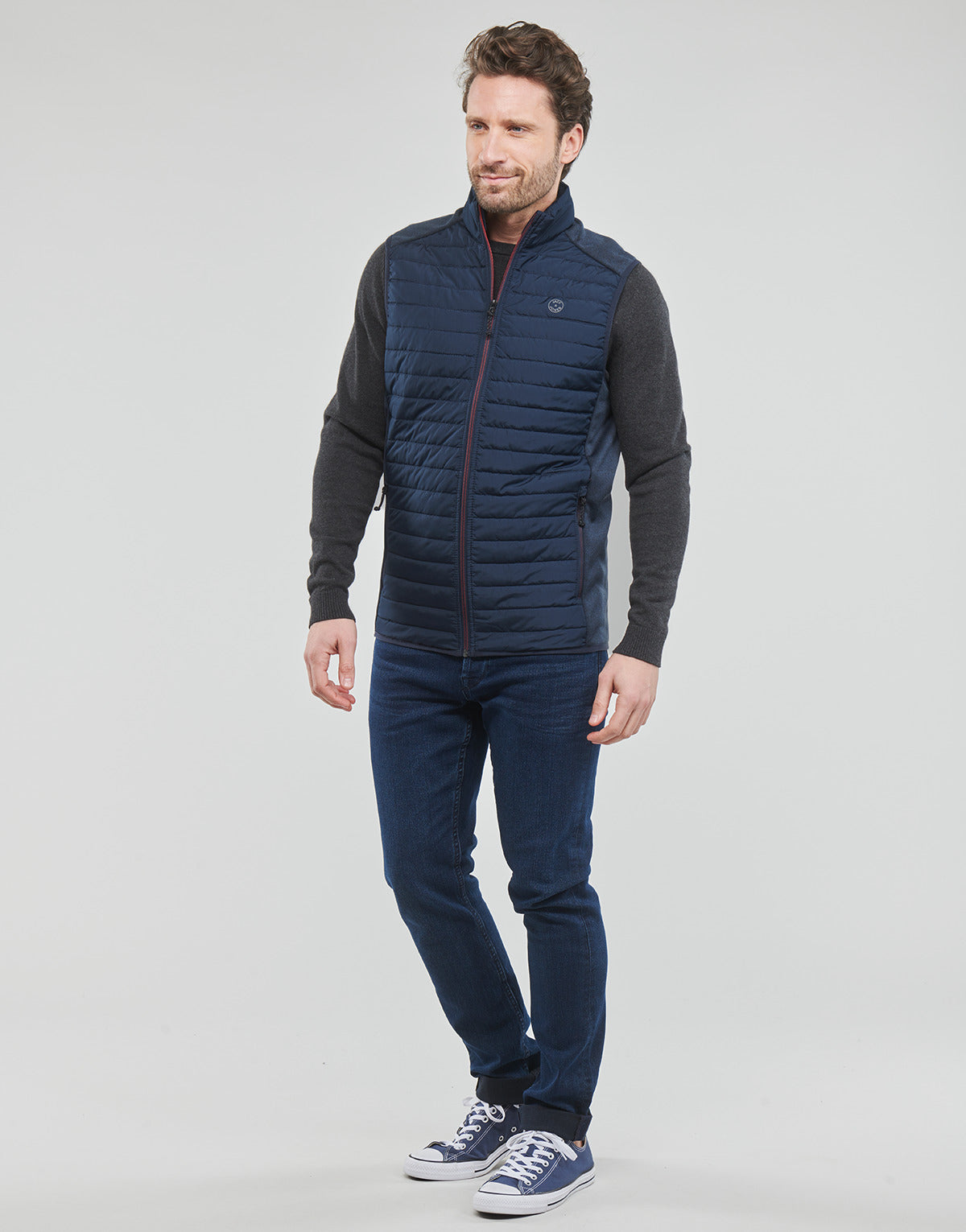 Piumino Uomo Jack & Jones JJEMULTI BODYWARMER COLLAR Marine