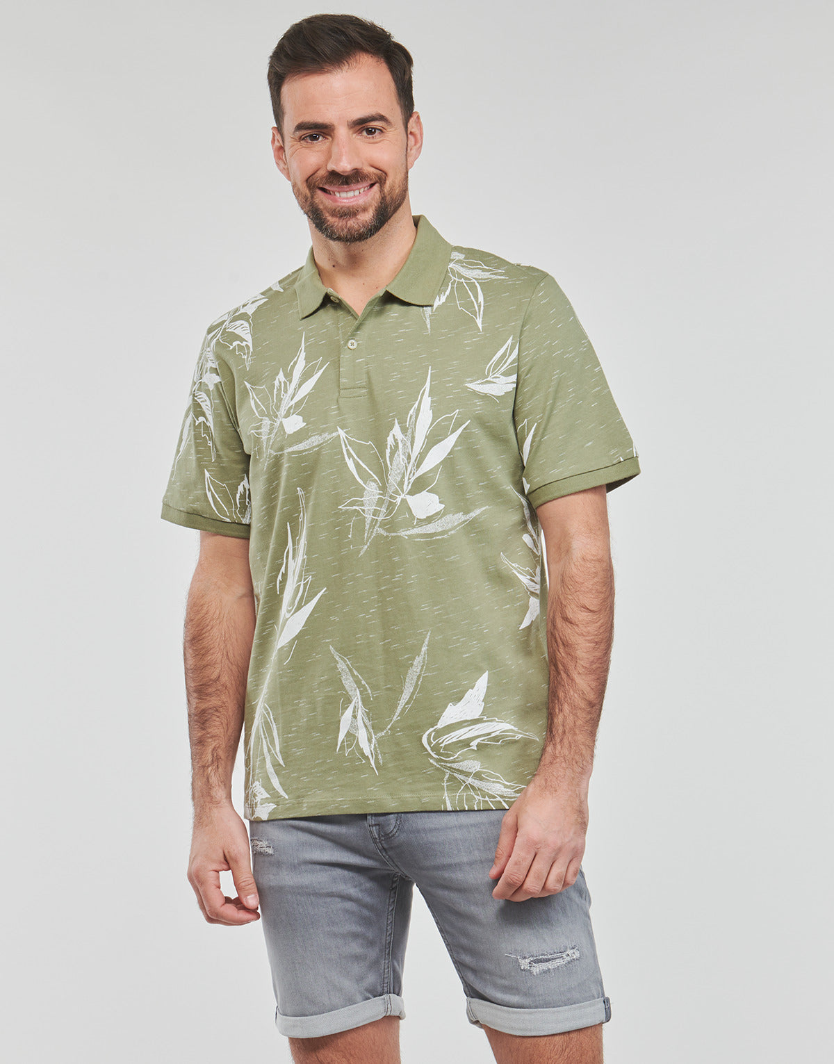 Polo Uomo Jack & Jones JORCRAYON AOP POLO SS Kaki