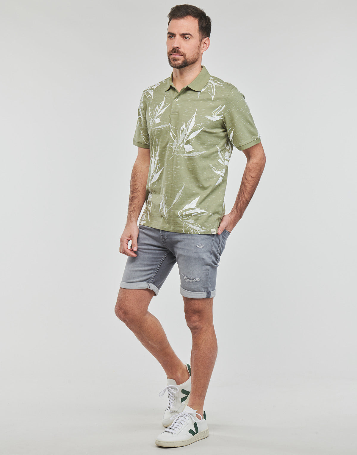 Polo Uomo Jack & Jones JORCRAYON AOP POLO SS Kaki