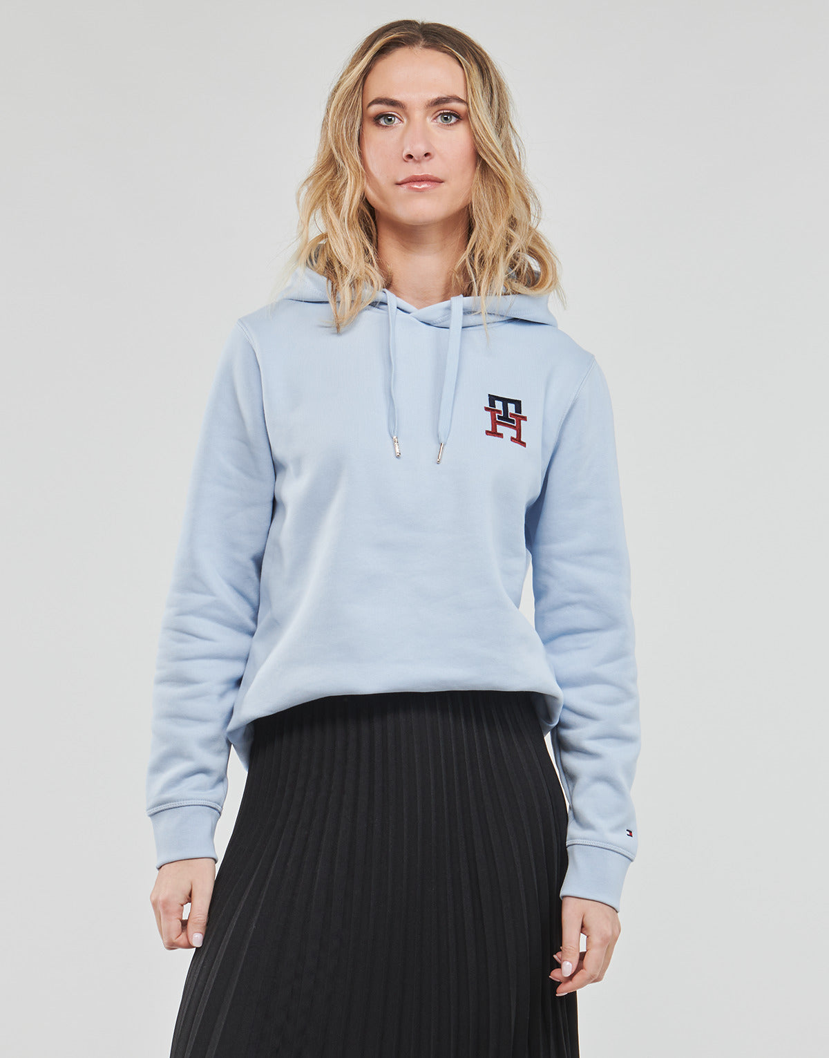 Felpa Donna Tommy Hilfiger REG MONOGRAM EMB HOODIE Blu