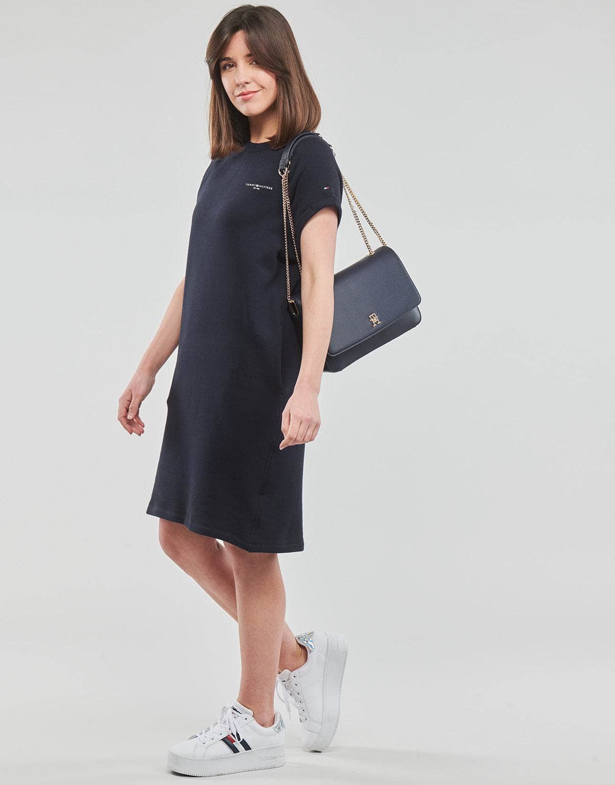 Abito corto Donna Tommy Hilfiger 1985 MINI CORPLOGO C-NK DRS SS Marine