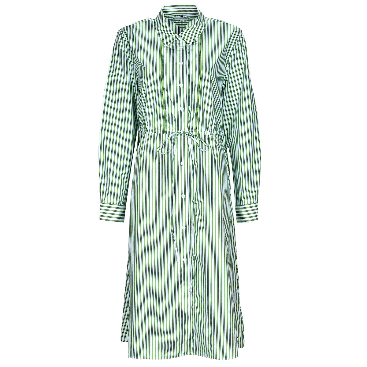 Abito corto Donna Tommy Hilfiger ORG CO STRIPE MIDI SHIRT-DRESS Bianco