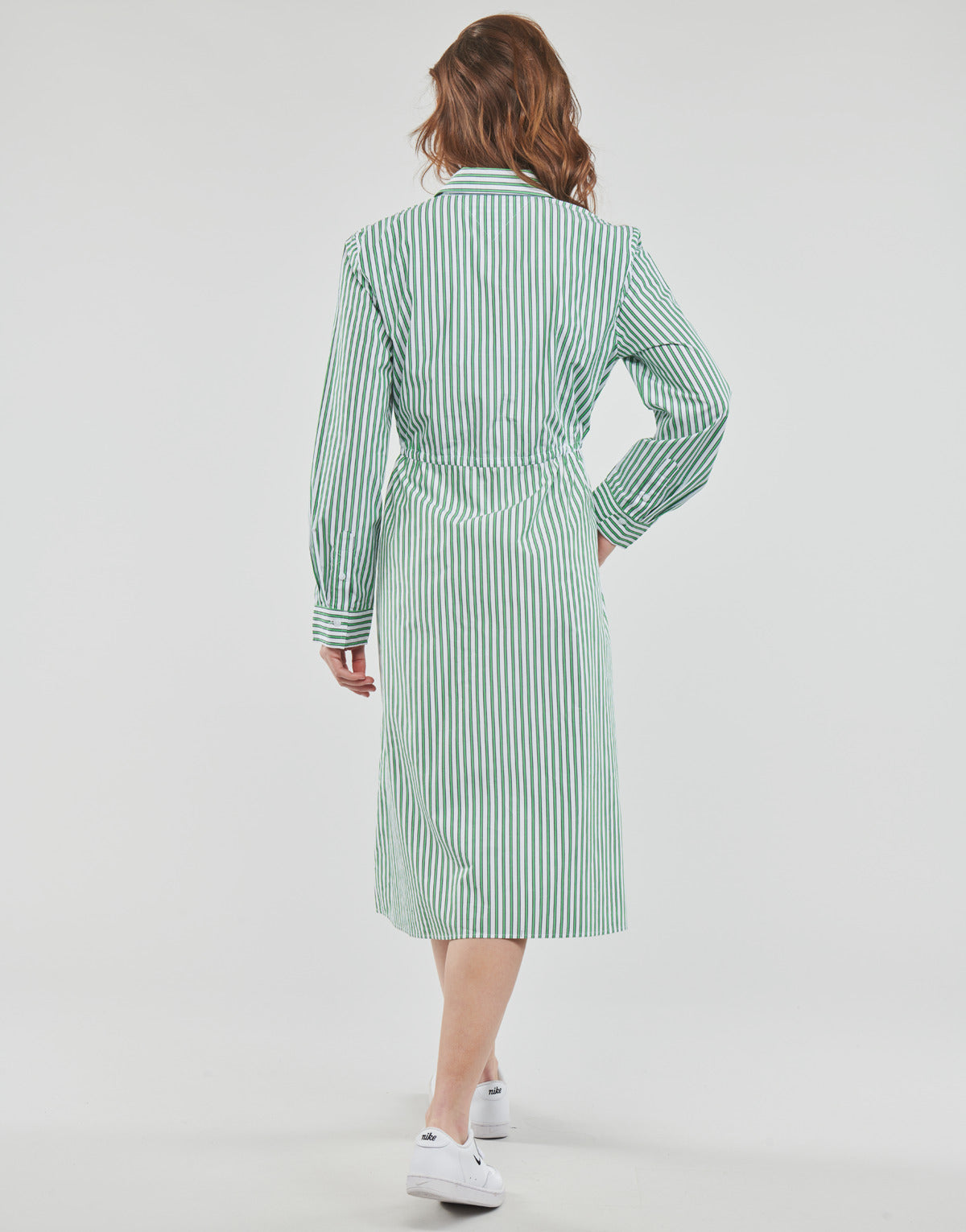 Abito corto Donna Tommy Hilfiger ORG CO STRIPE MIDI SHIRT-DRESS Bianco