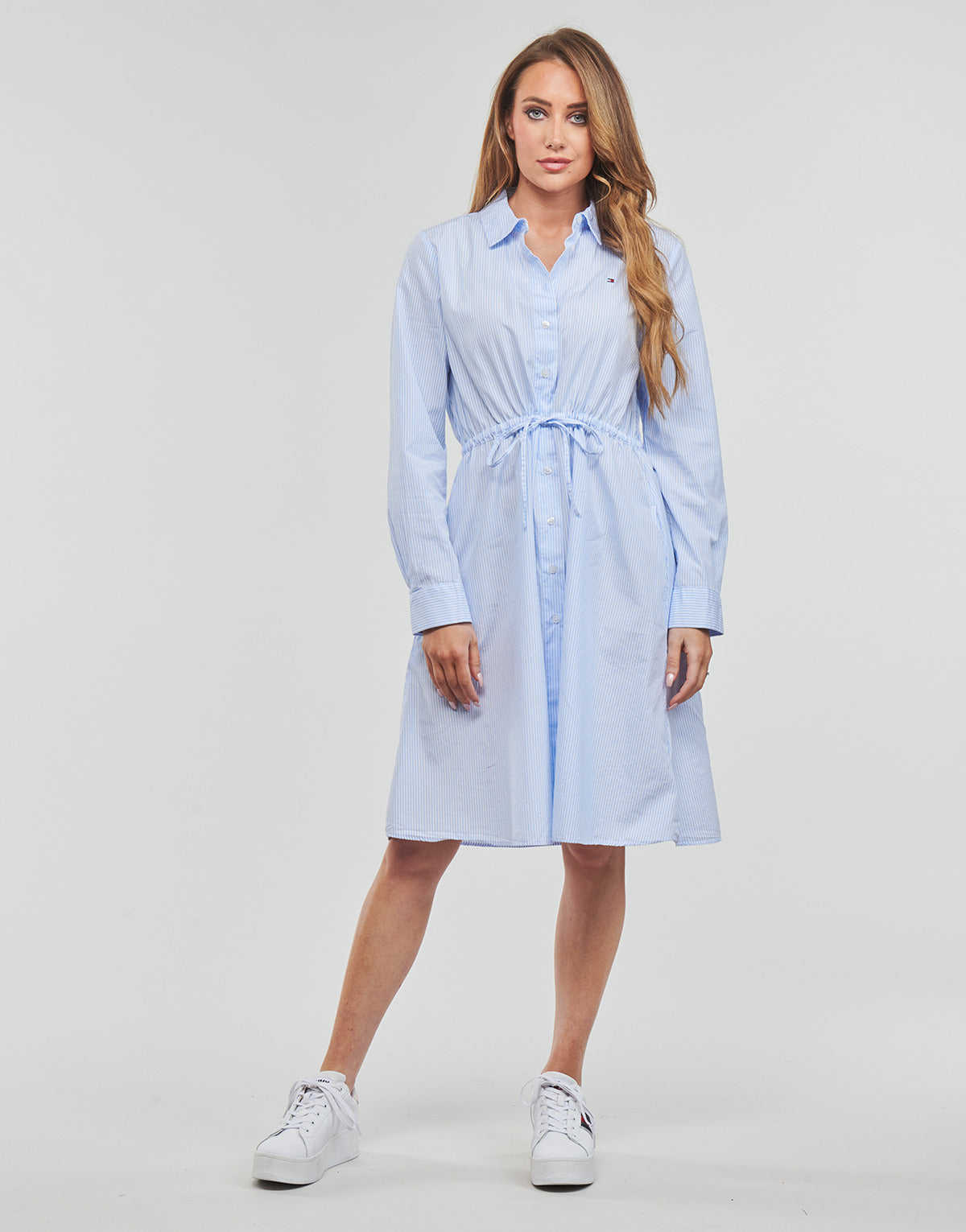 Abito corto Donna Tommy Hilfiger ITHAKA KNEE SHIRT-DRESS LS Blu