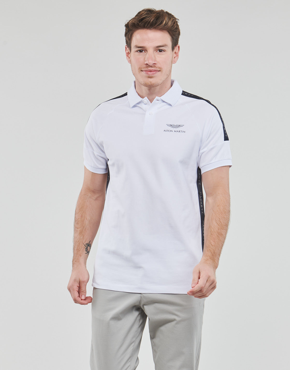 Polo Uomo Hackett ASTON MARTIN BY HACKETT AMR MESH TAPE Bianco