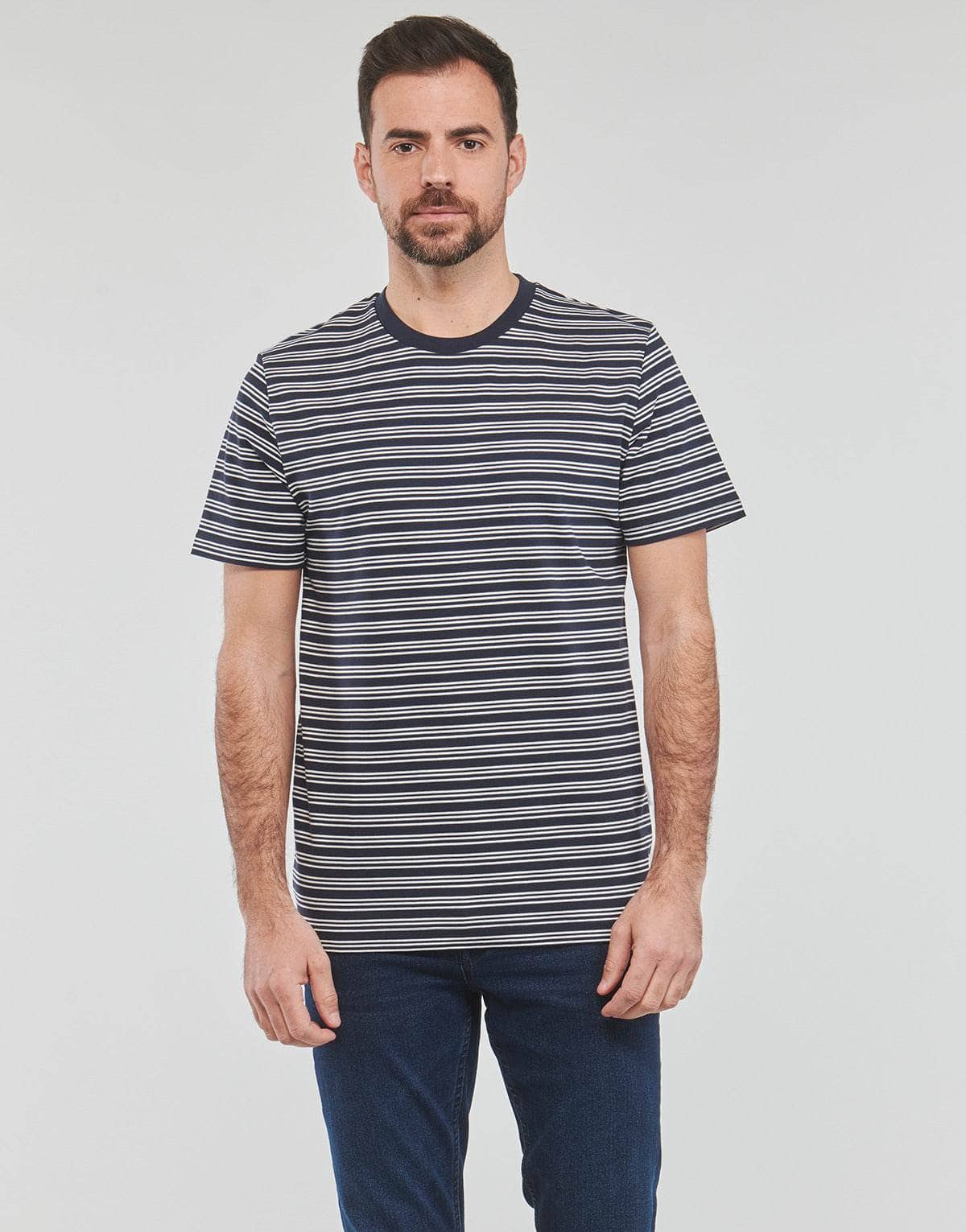 T-shirt Uomo Selected SLHANDY STRIPE SS O-NECK TEE W Multicolore