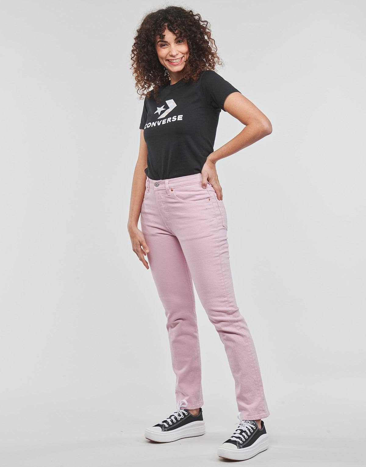 T-shirt Donna Converse FLORAL STAR CHEVRON Nero