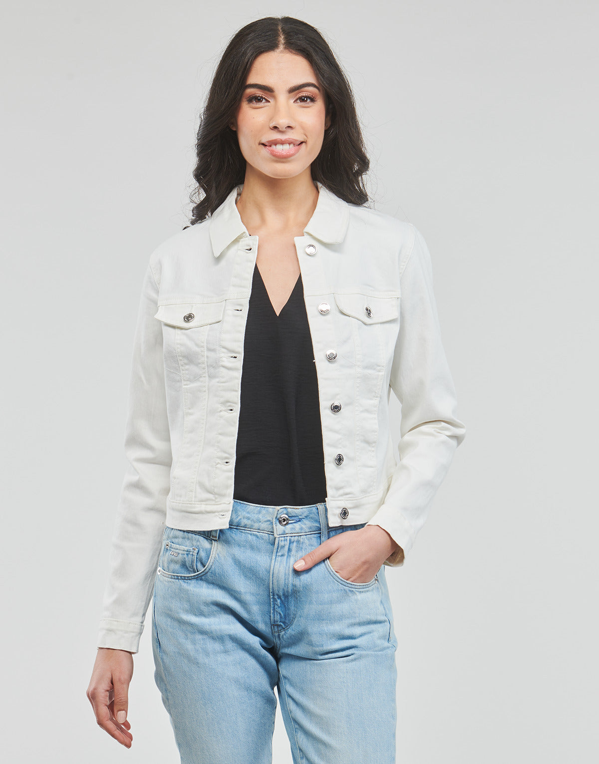 Giacca in jeans Donna Vero Moda VMLUNA LS SLIM DNM JACKET MIX GA NOOS Bianco