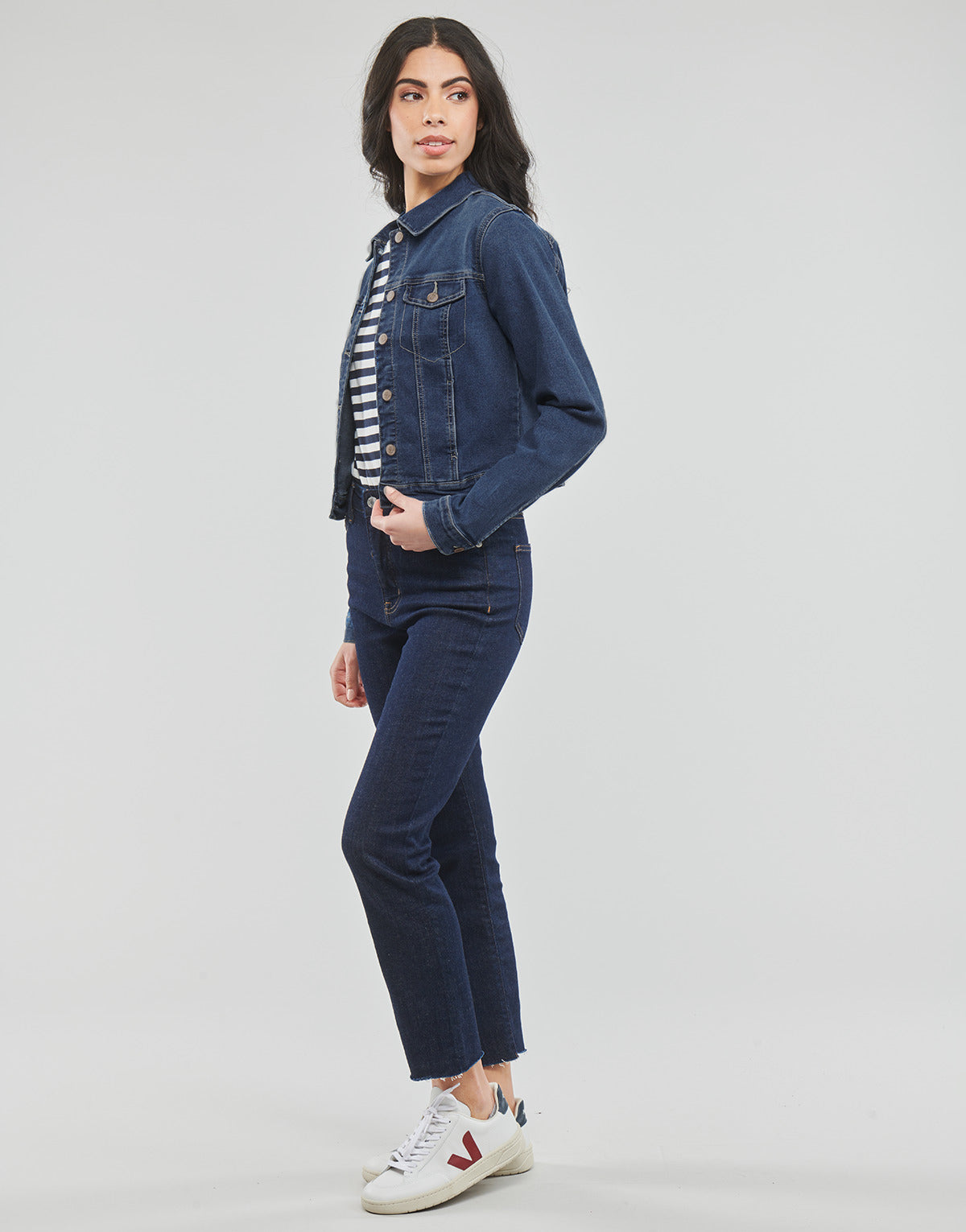 Giacca in jeans Donna Vero Moda VMLUNA LS SLIM DNM JACKET MIX GA NOOS Blu
