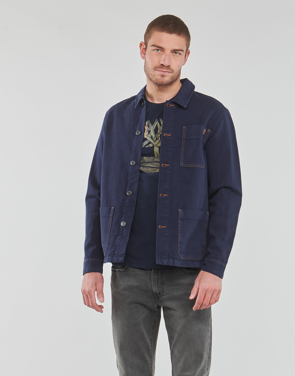 Giubbotto Uomo Timberland Work For The Future - Cotton Hemp Denim Chore Jacket Marine