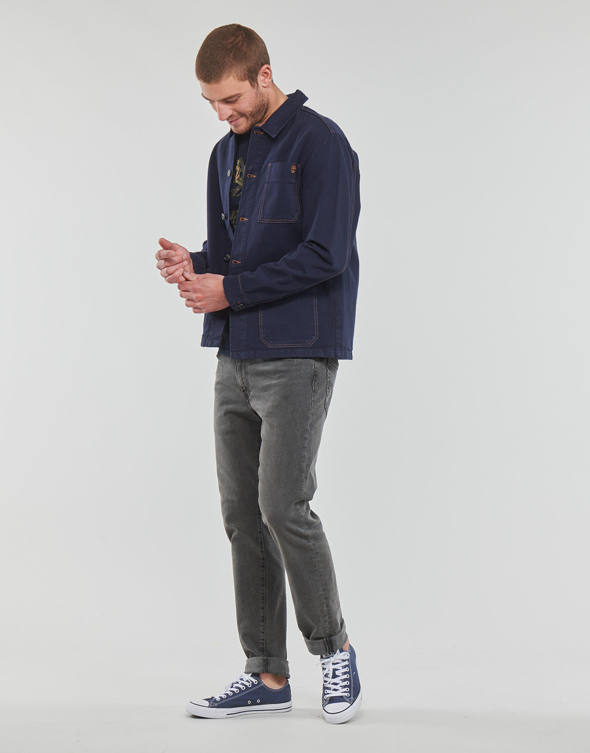 Giubbotto Uomo Timberland Work For The Future - Cotton Hemp Denim Chore Jacket Marine