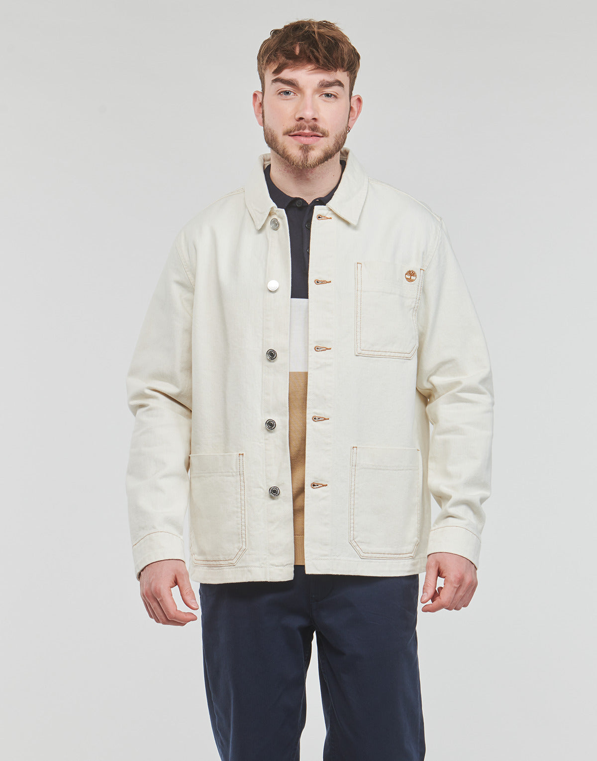 Giubbotto Uomo Timberland Work For The Future - Cotton Hemp Denim Chore Jacket Bianco