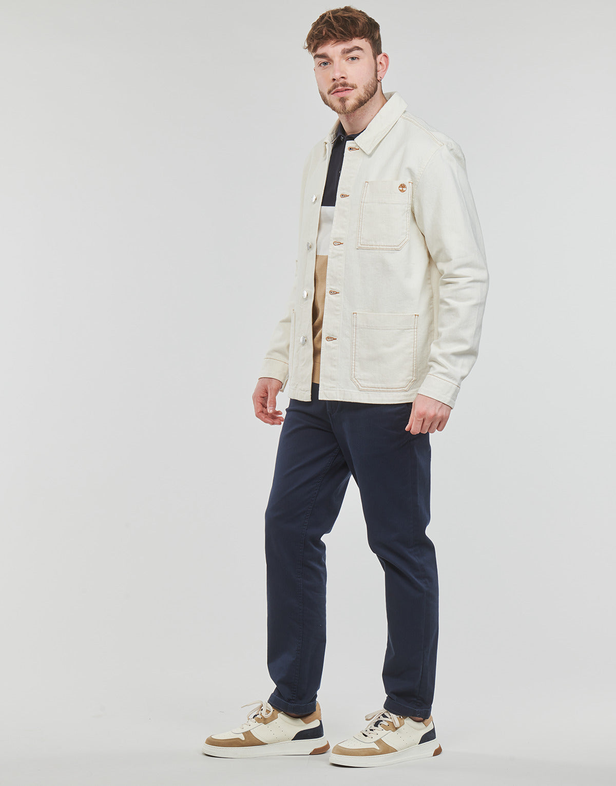 Giubbotto Uomo Timberland Work For The Future - Cotton Hemp Denim Chore Jacket Bianco