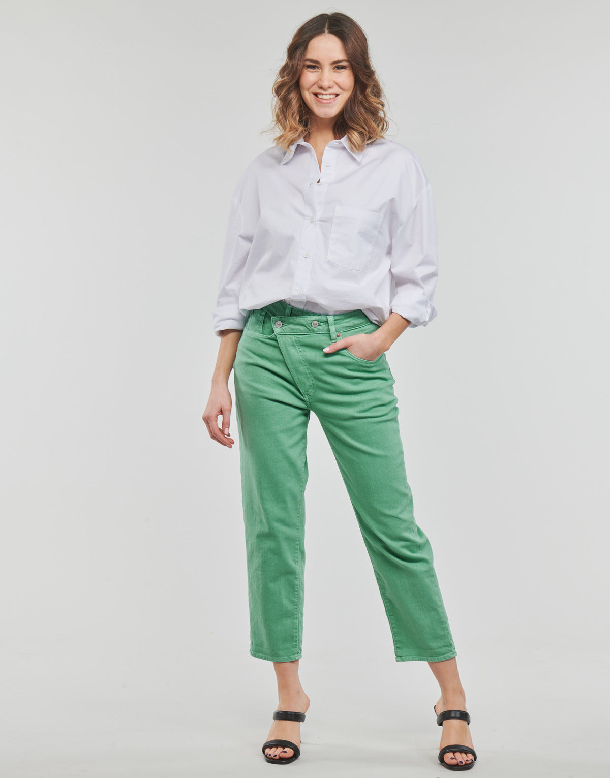 Jeans boyfriend Donna Le Temps des Cerises COSY Verde