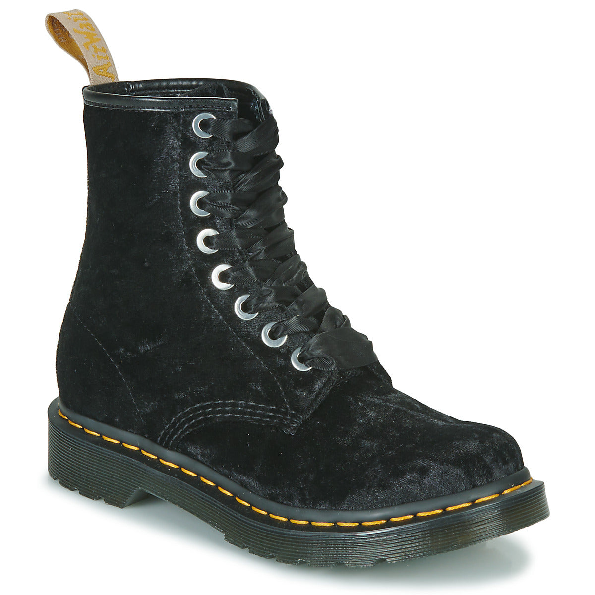 Stivaletti Donna Dr. Martens  VEGAN 1460 BLACK VELVET  Nero