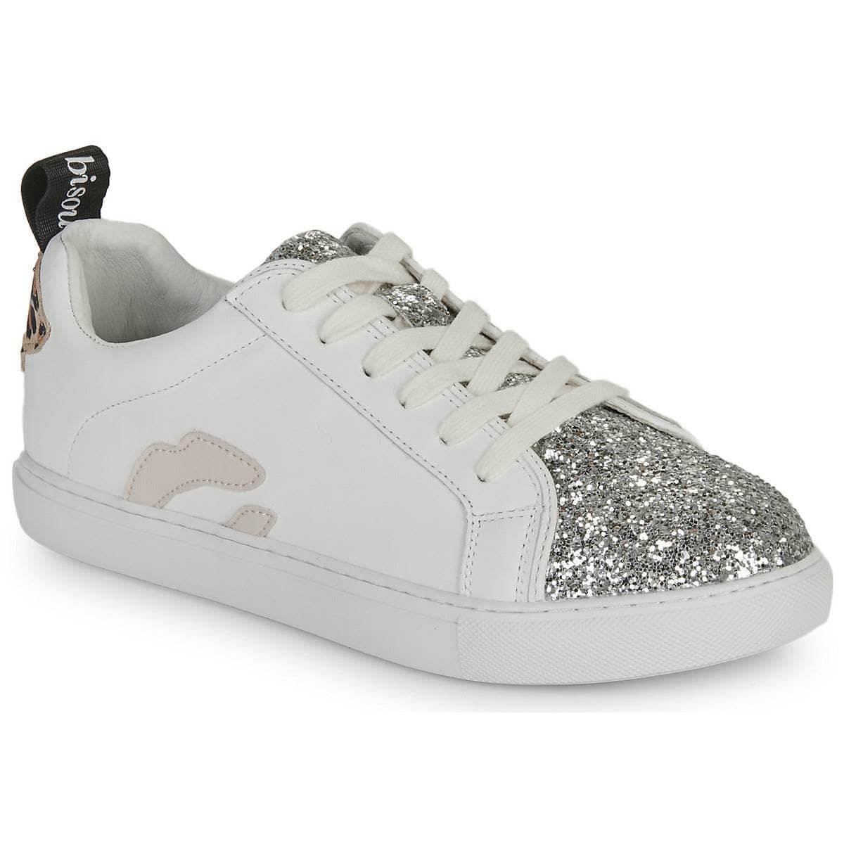 Sneakers basse Donna Bons baisers de Paname BETTYS ROSE GLITTER SILVER Bianco