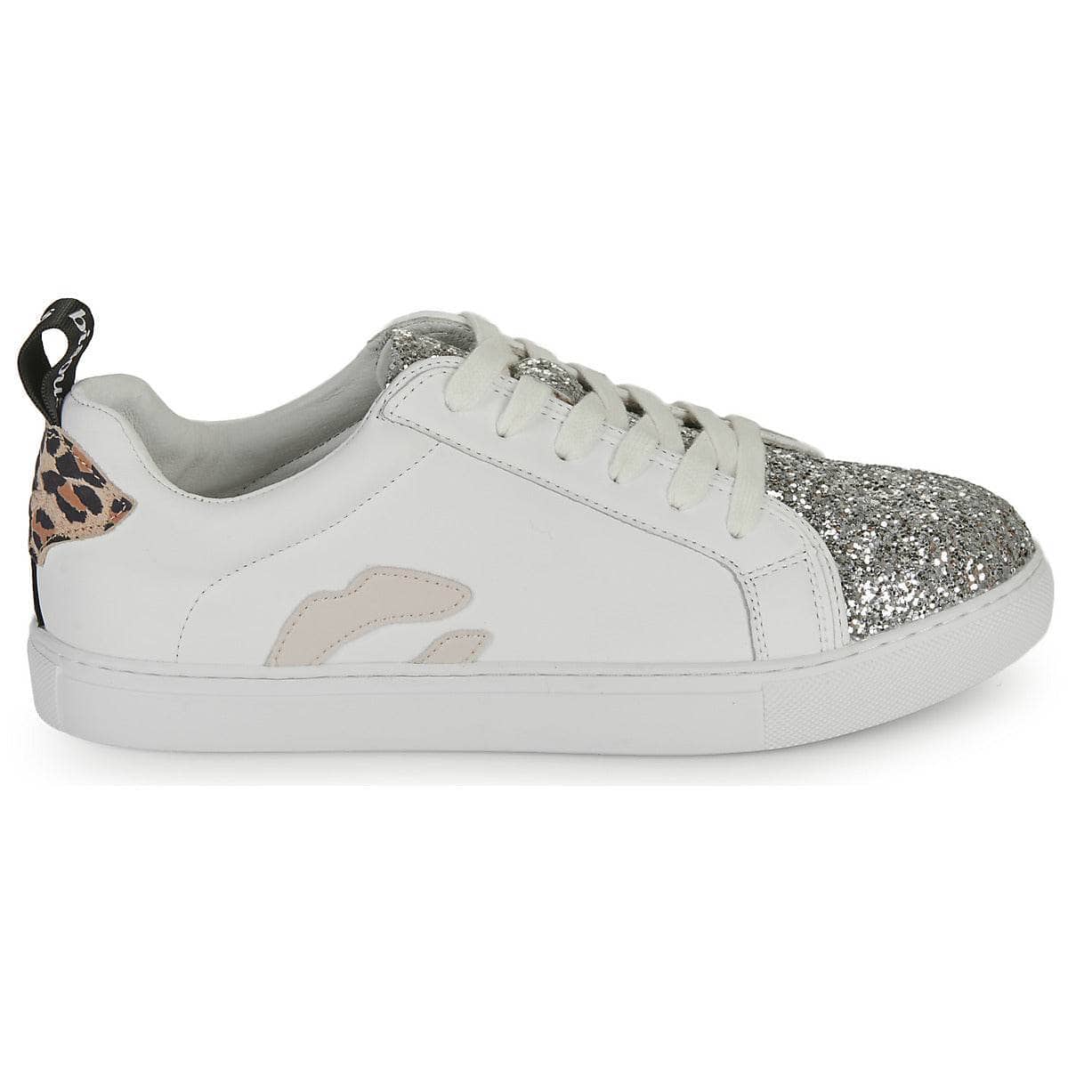 Sneakers basse Donna Bons baisers de Paname BETTYS ROSE GLITTER SILVER Bianco