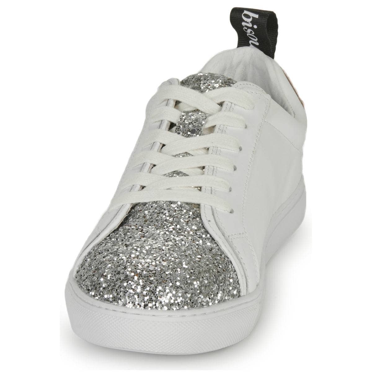 Sneakers basse Donna Bons baisers de Paname BETTYS ROSE GLITTER SILVER Bianco