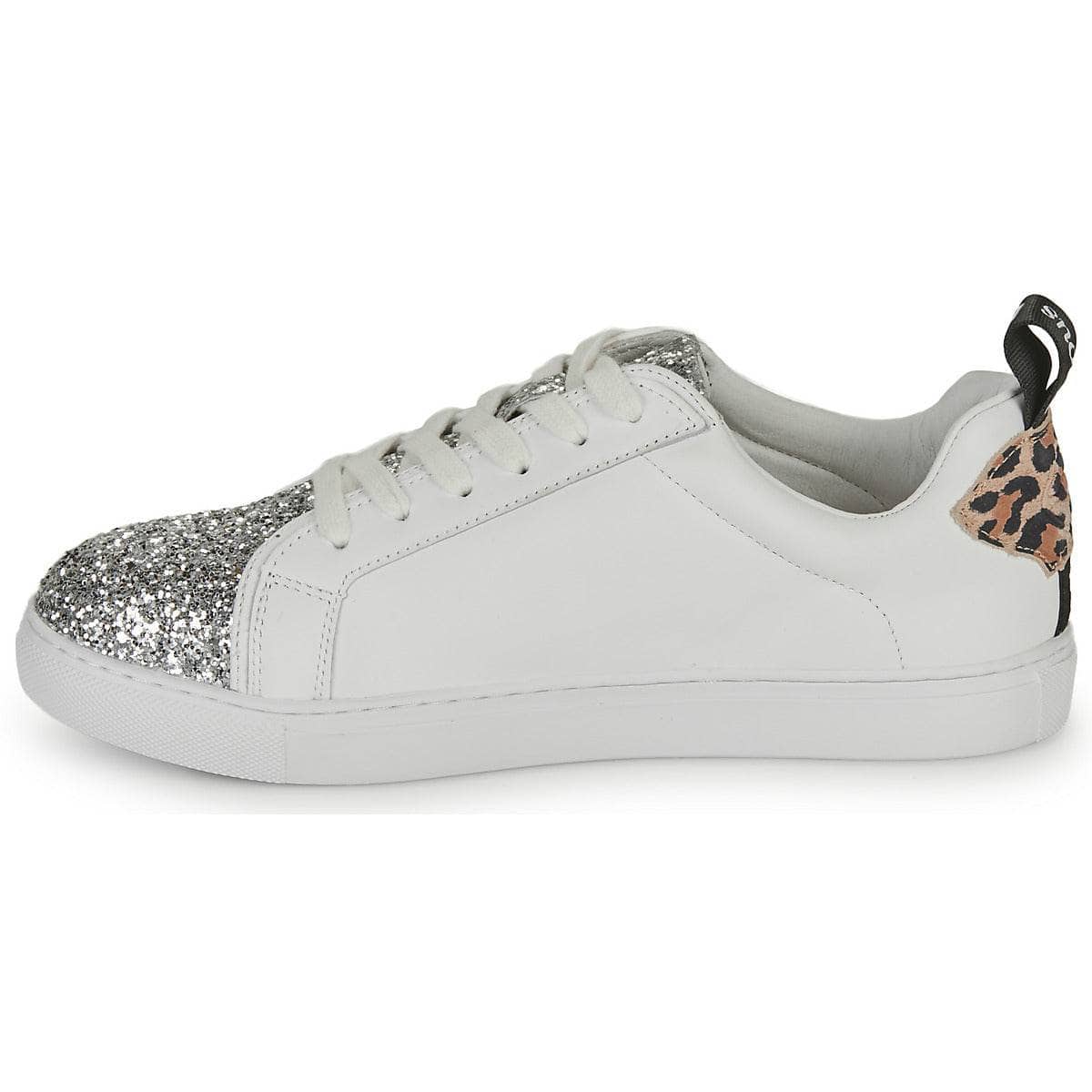Sneakers basse Donna Bons baisers de Paname BETTYS ROSE GLITTER SILVER Bianco
