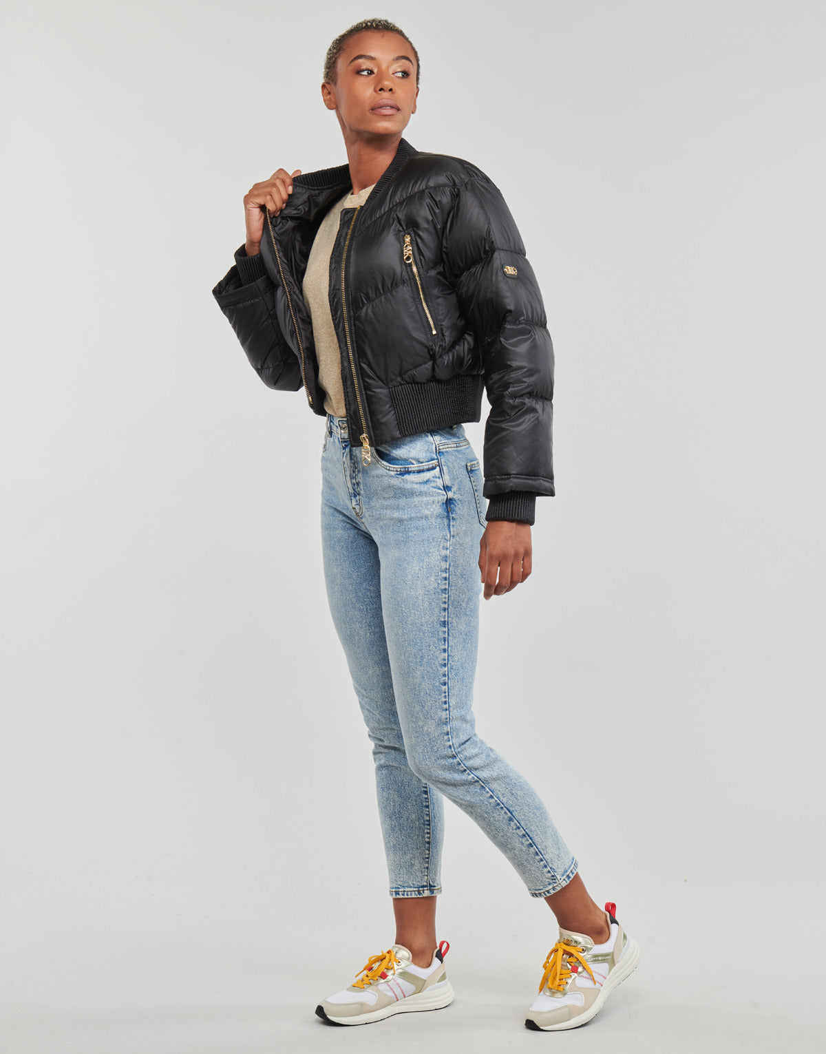 Piumino Donna MICHAEL Michael Kors CHEVRON QUILTED BOMBER Nero