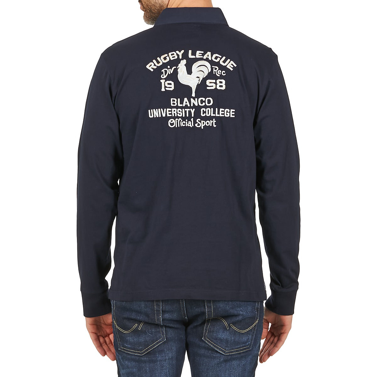 Polo maniche lunghe Uomo Serge Blanco RUGBY LEAGUE Blu