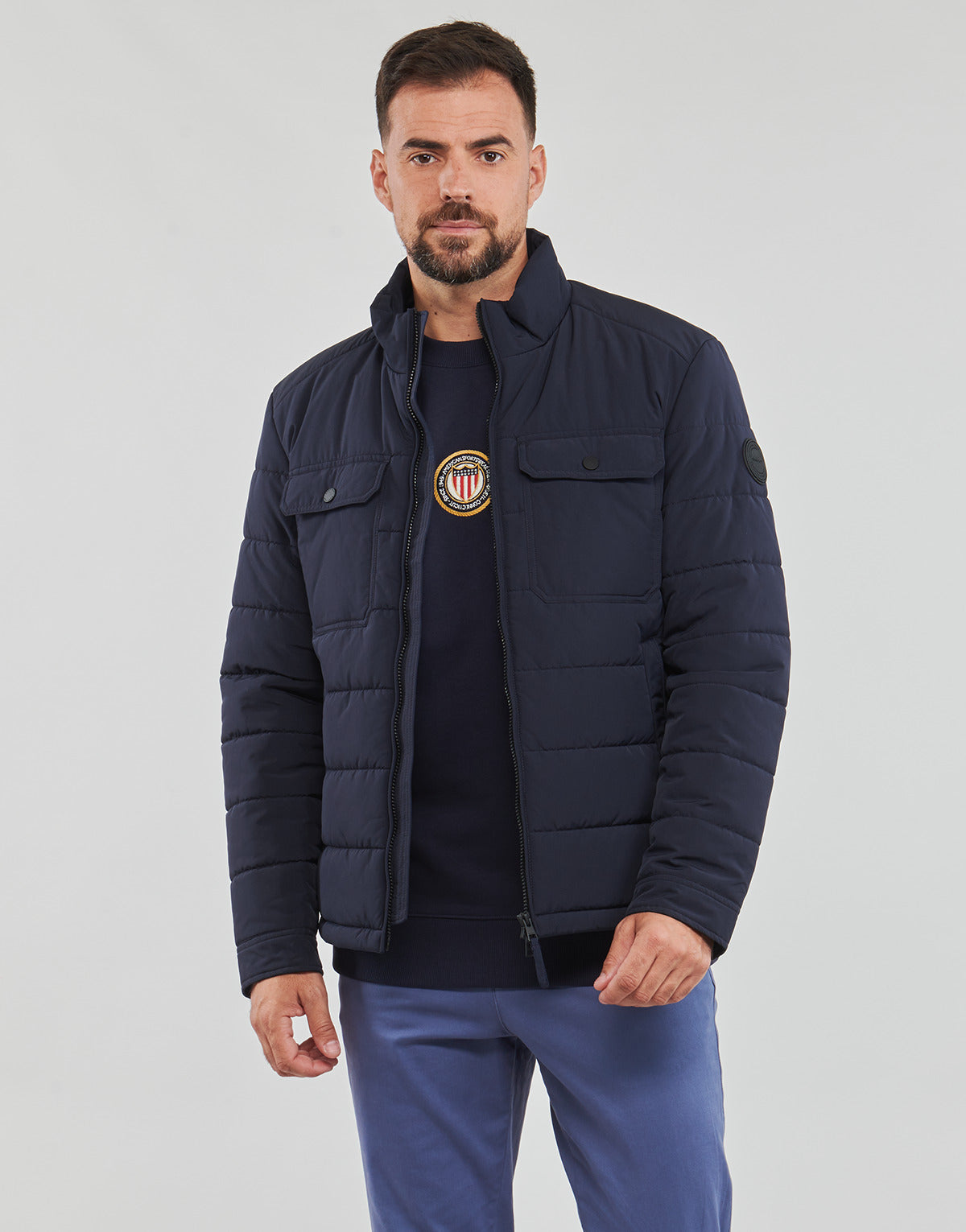 Giubbotto Uomo Gant CHANNEL QUILTED JACKET Marine
