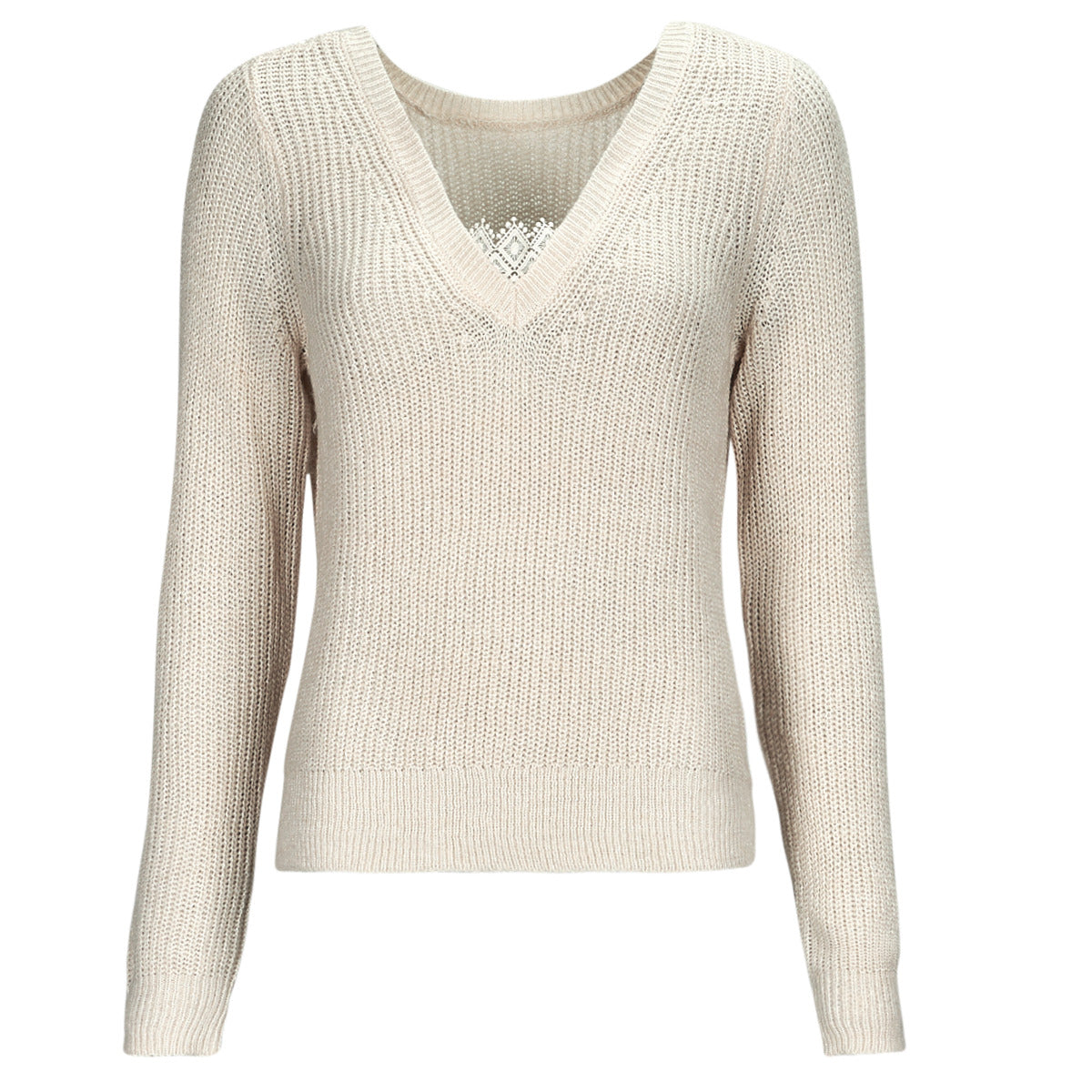 Maglione Donna Vila VIDEBRA REV L/S V-NECK KNIT TOP Beige